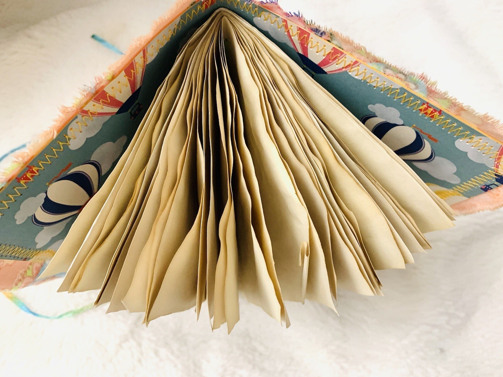 Orange Paisley Bohemian Journal, Handmade Fabric Junk Journal, Boho Journal