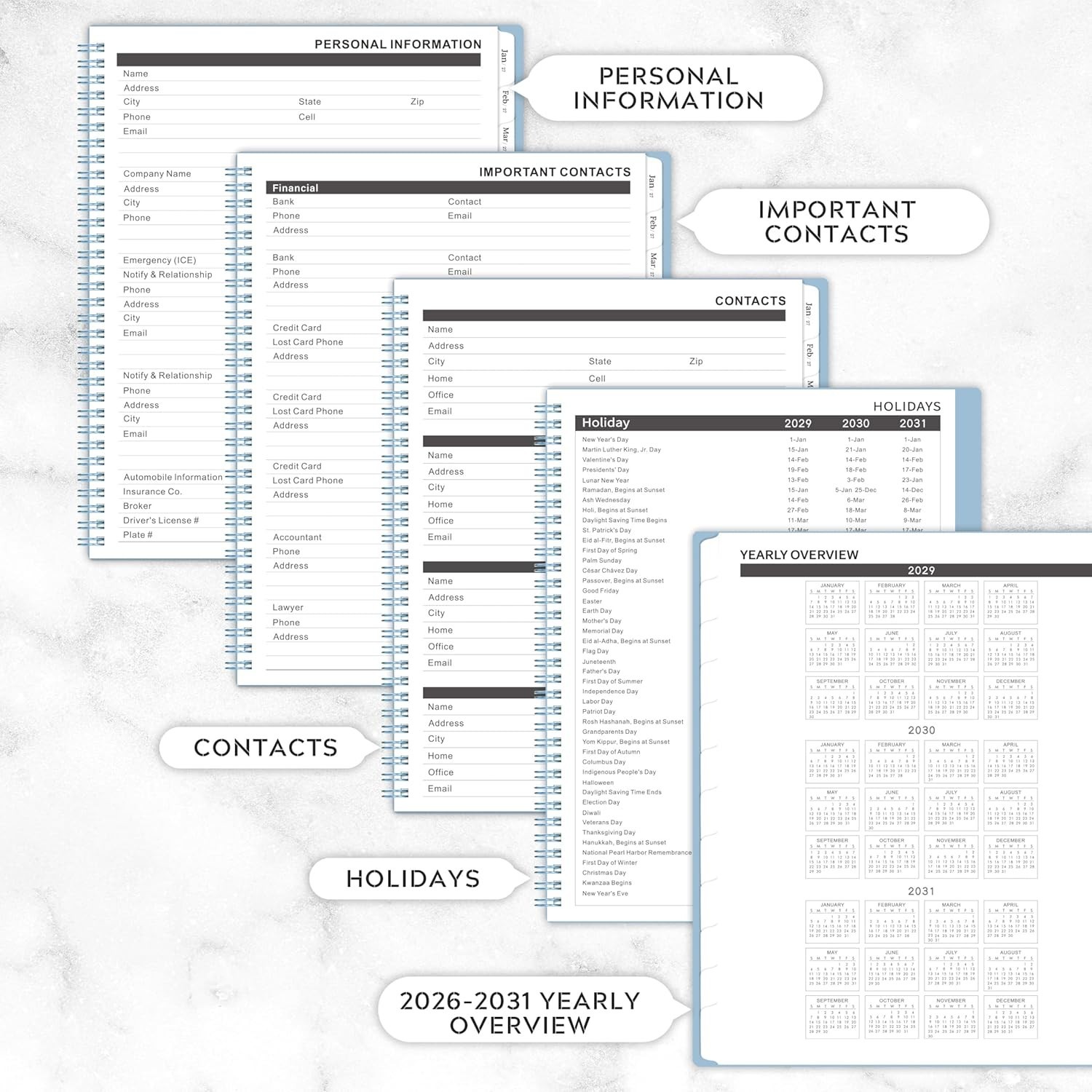 Flexible Durable Cover 5 Planner – Light Blue