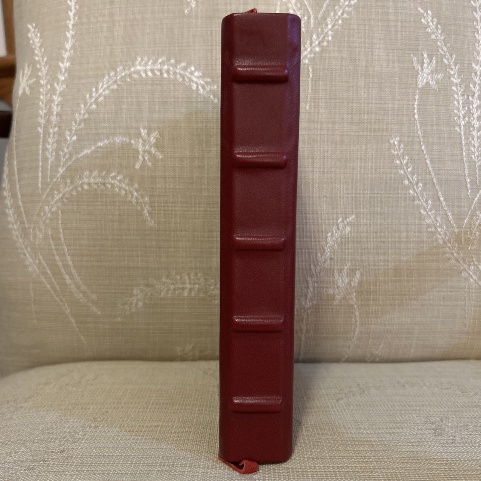 NEW Red Embossed Leather Lined Journal 6 x 9” Fleur-de-lis, Silver Edged Pages