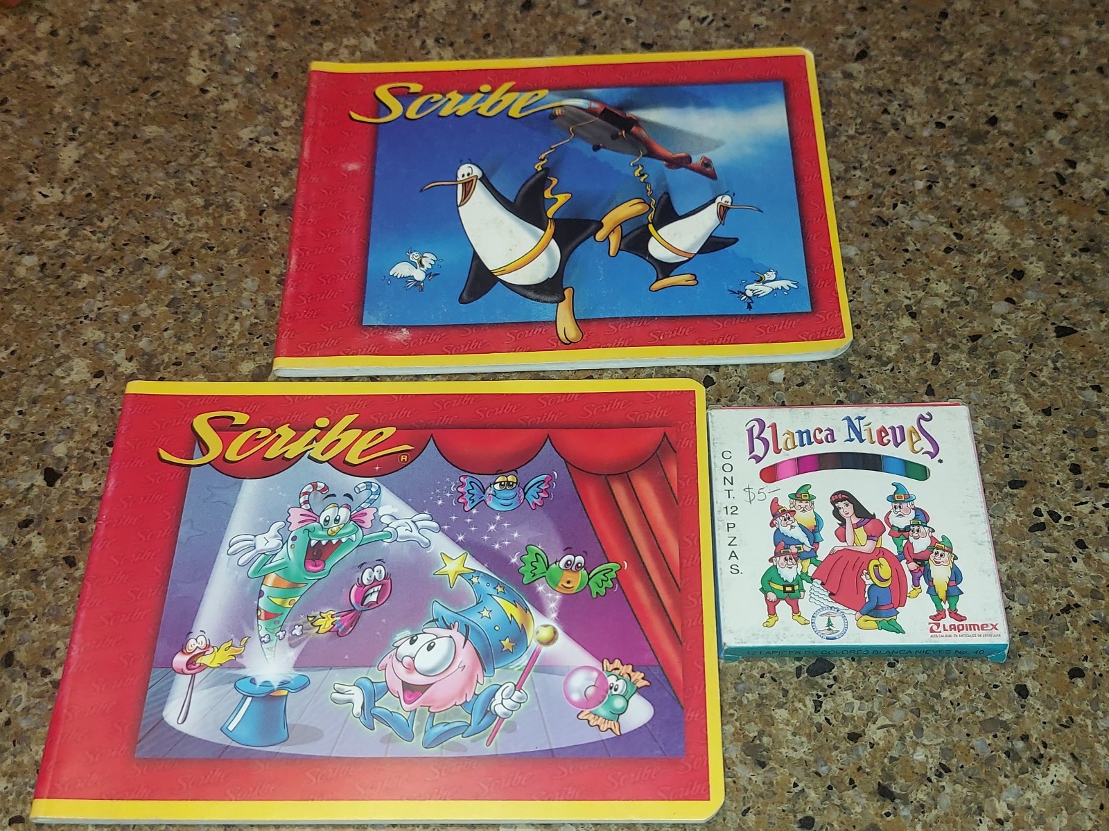 Scribe Blank Notebooks Lot of 2, Cartoon Cardboard Covers, Grid Paper, Penguin …