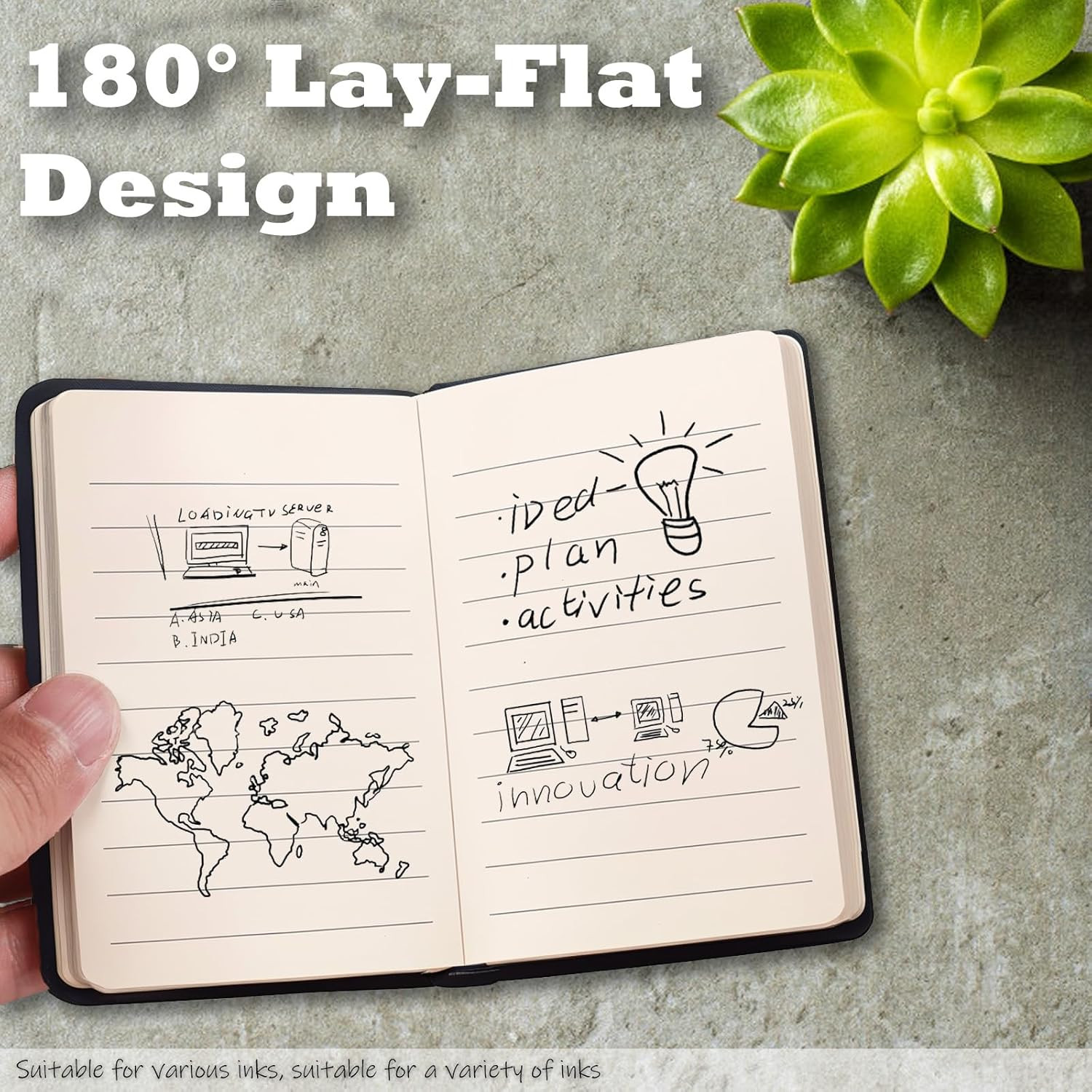 4 Pack Pocket Notebook Small Notebook, 3″ x 4.4″ Journal Notebook Hardcover with