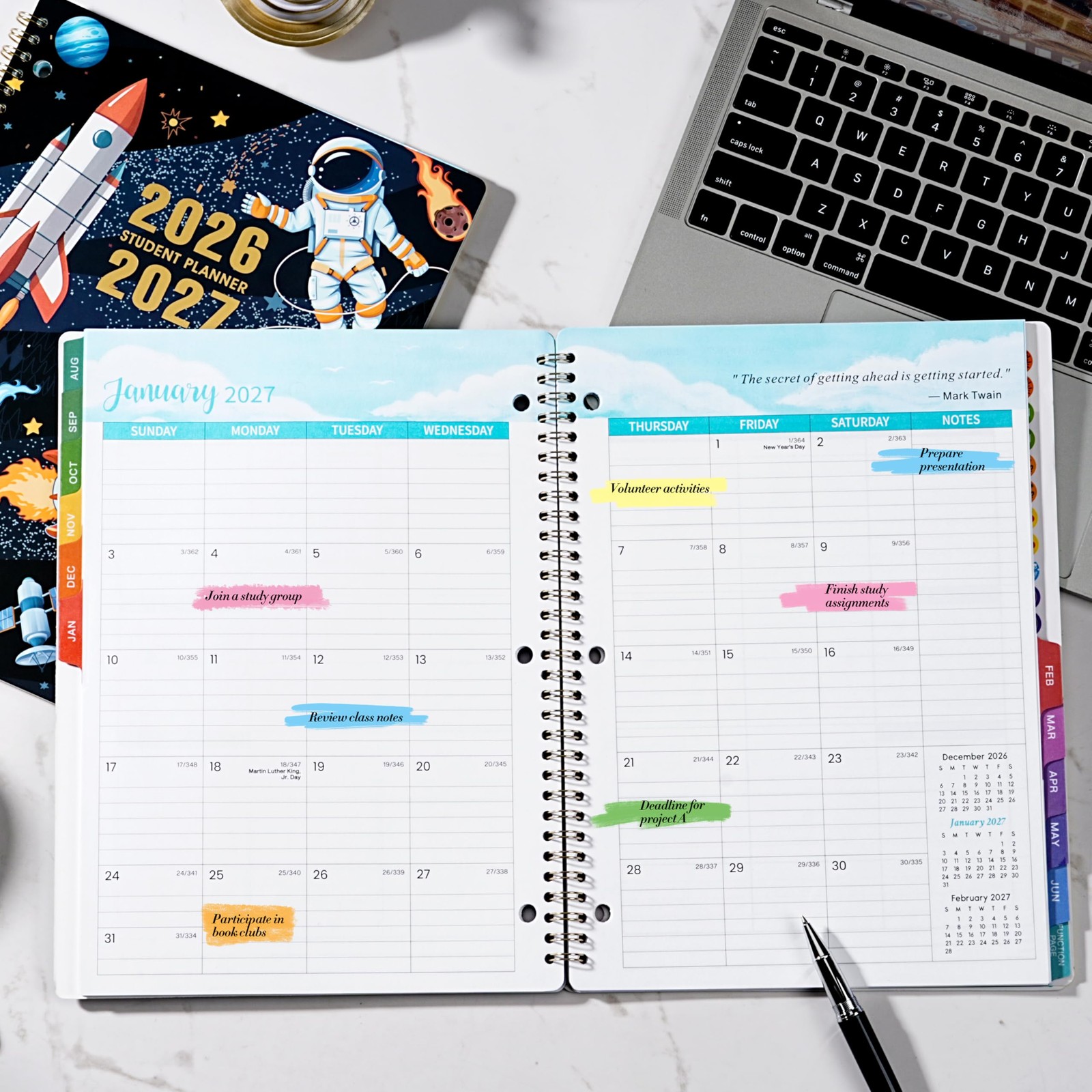 Student Planner 2026-2027 – School 9 X 11 inches, 136 pages, BLACK
