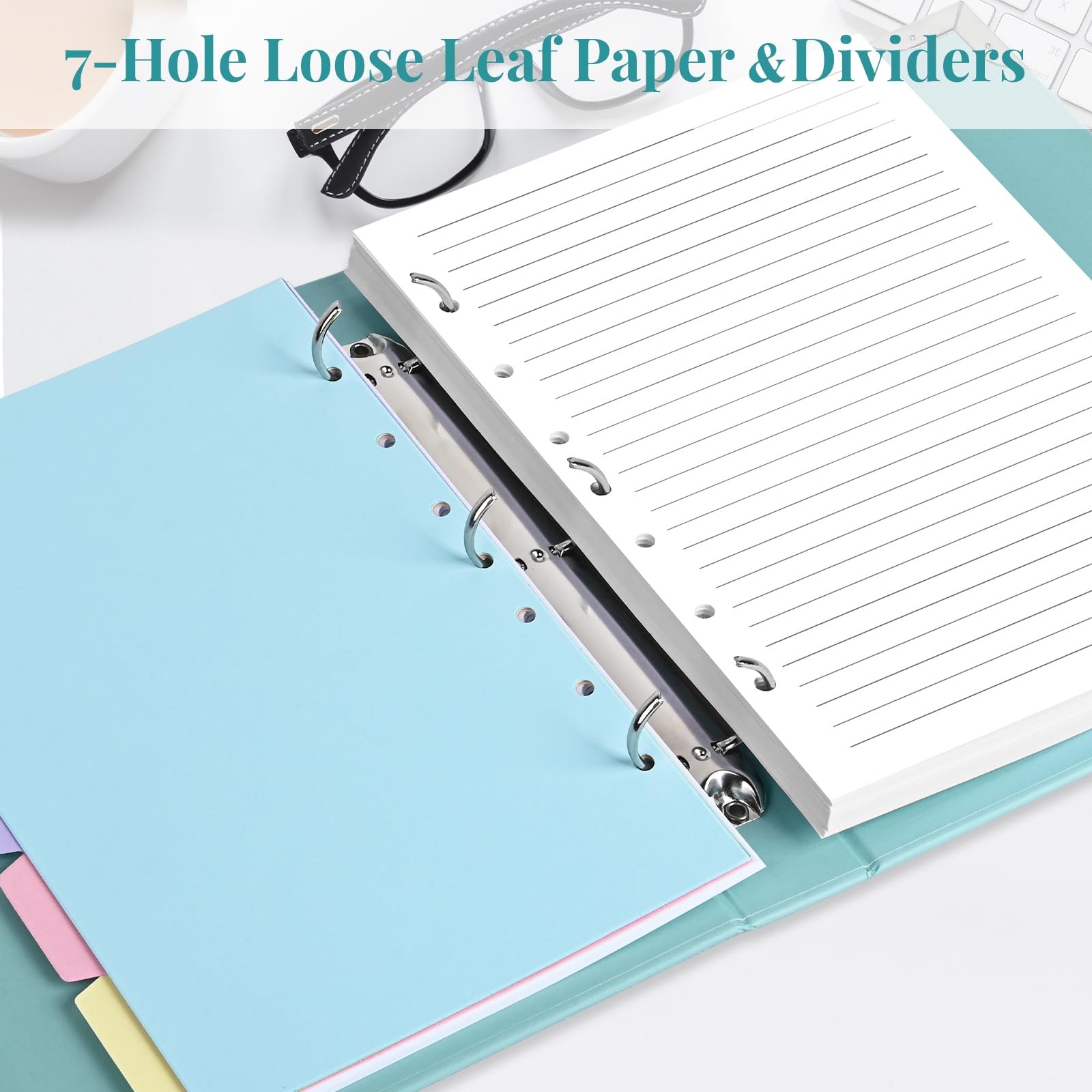 A5 Loose Leaf Paper, 7 Hole Binder Inserts, 240 Sheets, 5.5 X 8.5