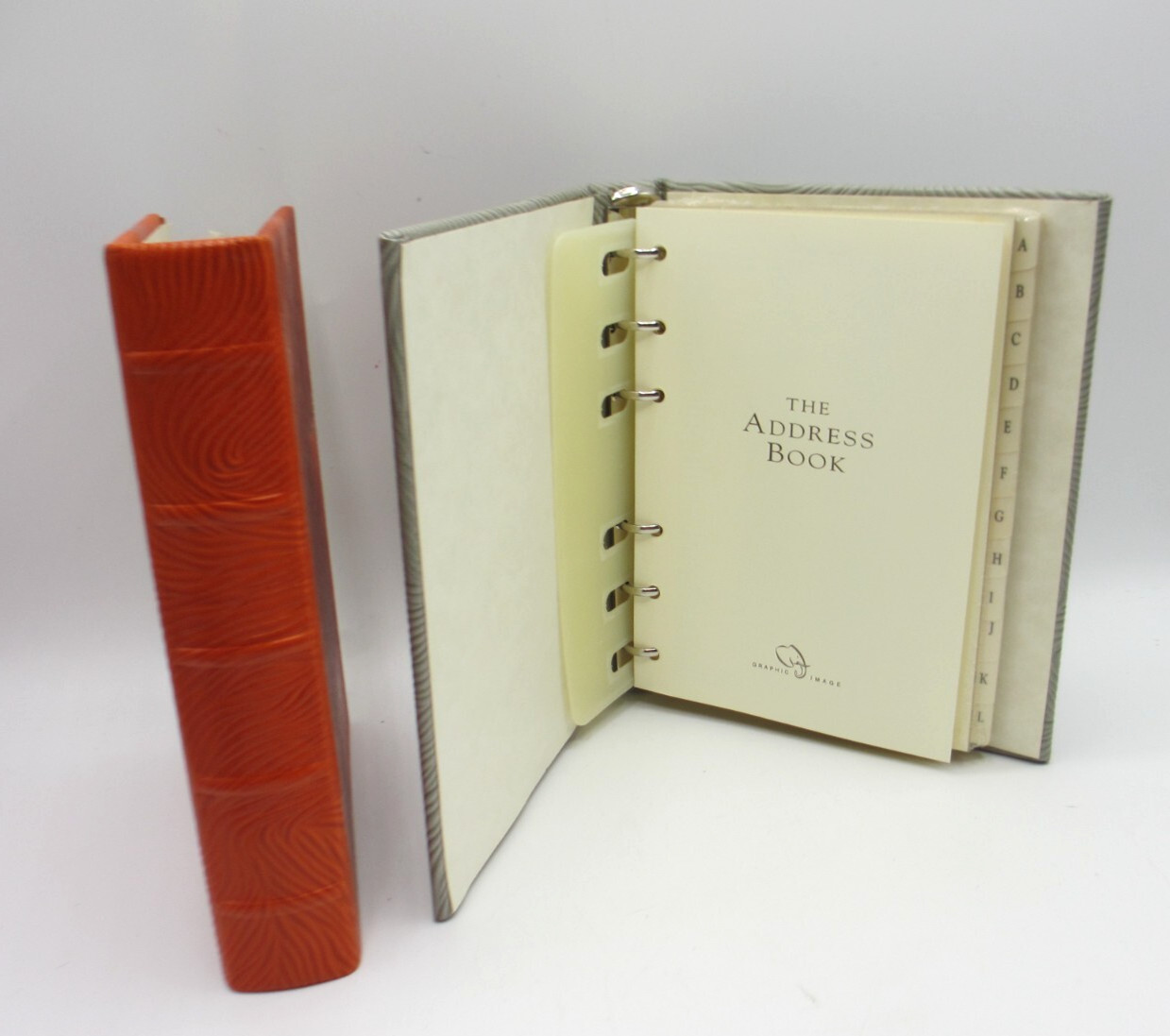 Address Book Leather Hardcover 6 Ring Binder Graphic Image ORANGE Swirl