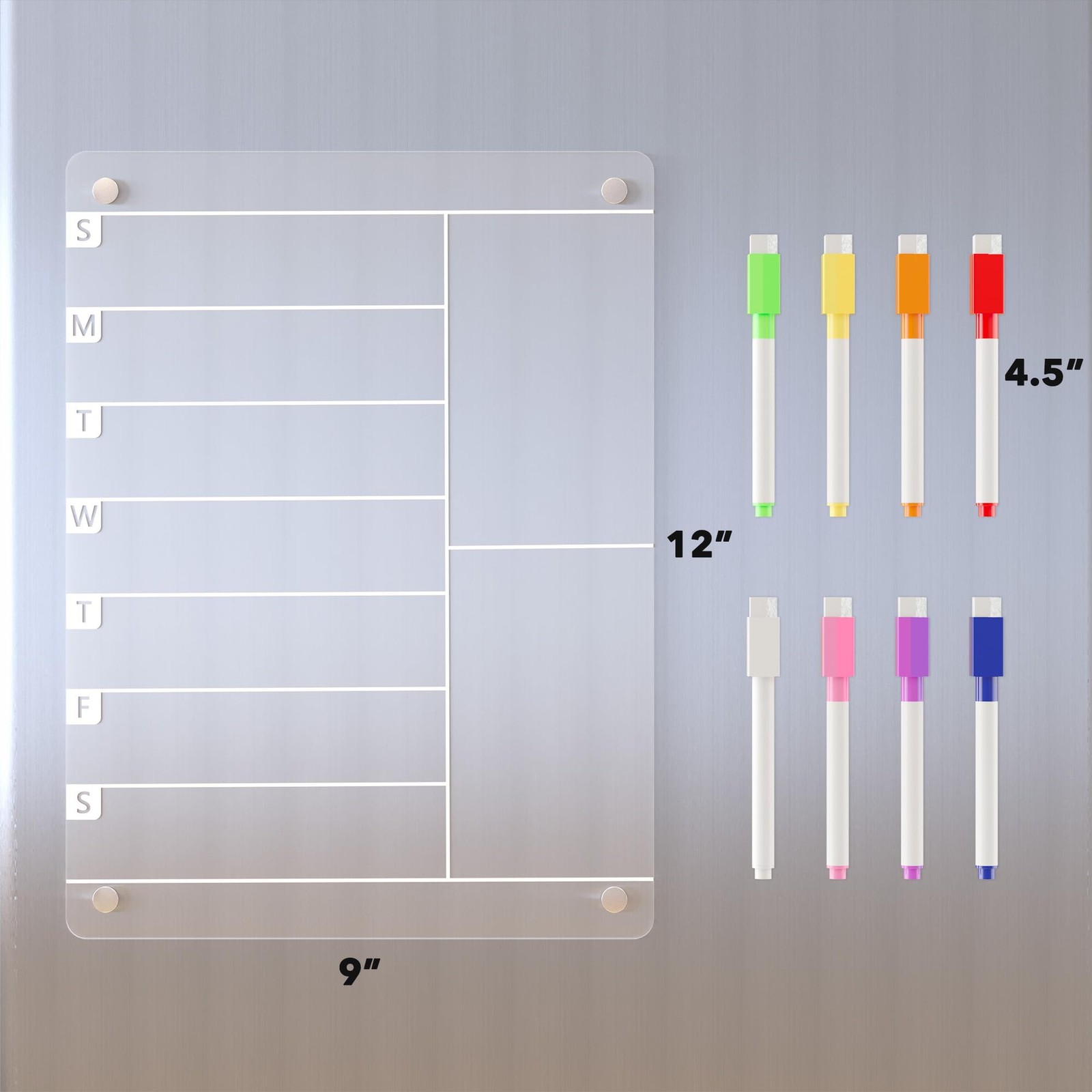 Neatsure Acrylic Magnetic Meal Planner Menu Board for Kitchen 12″x9″, Clear