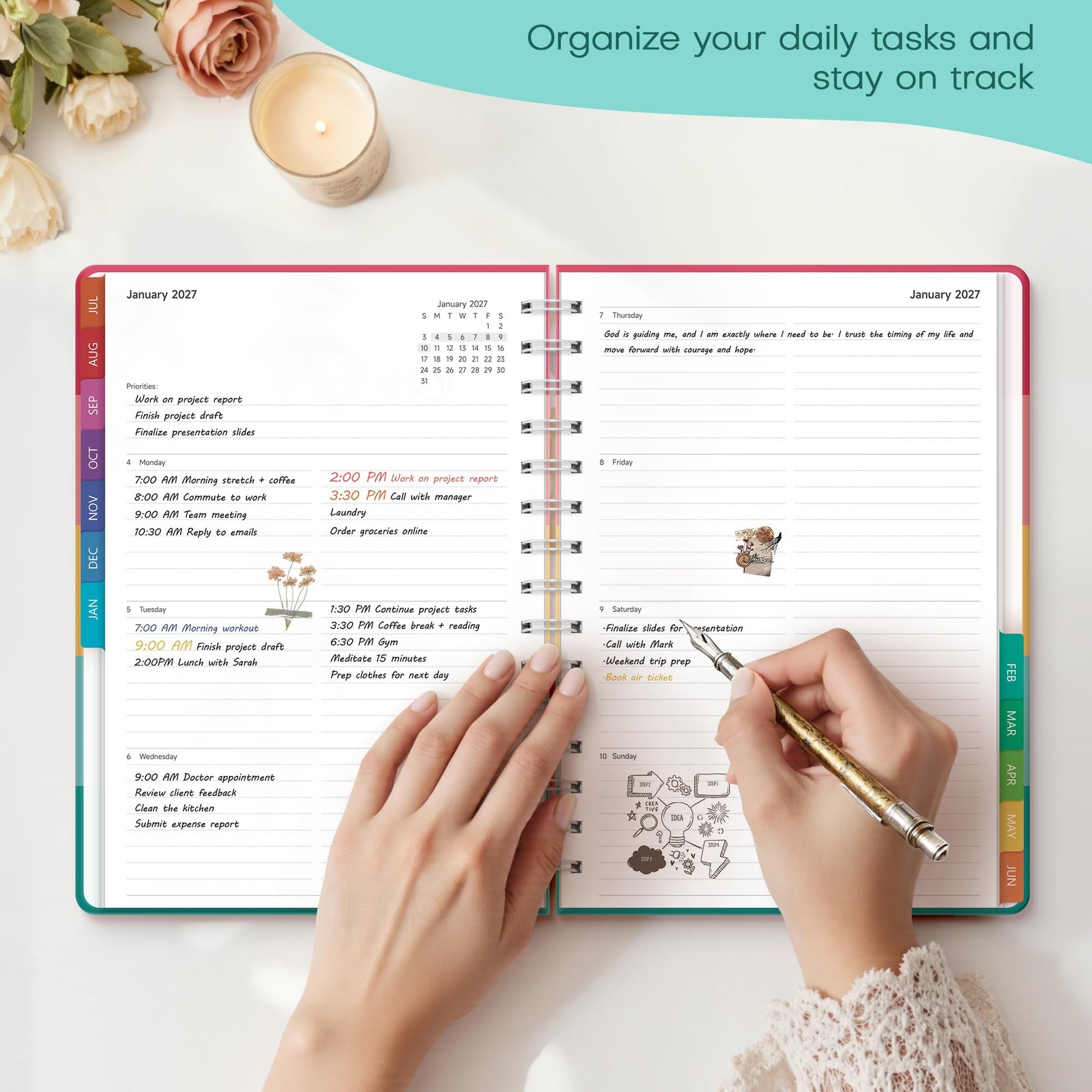 20262027 Monthly Weekly Planner Hardcover Agenda Student Teacher School Office