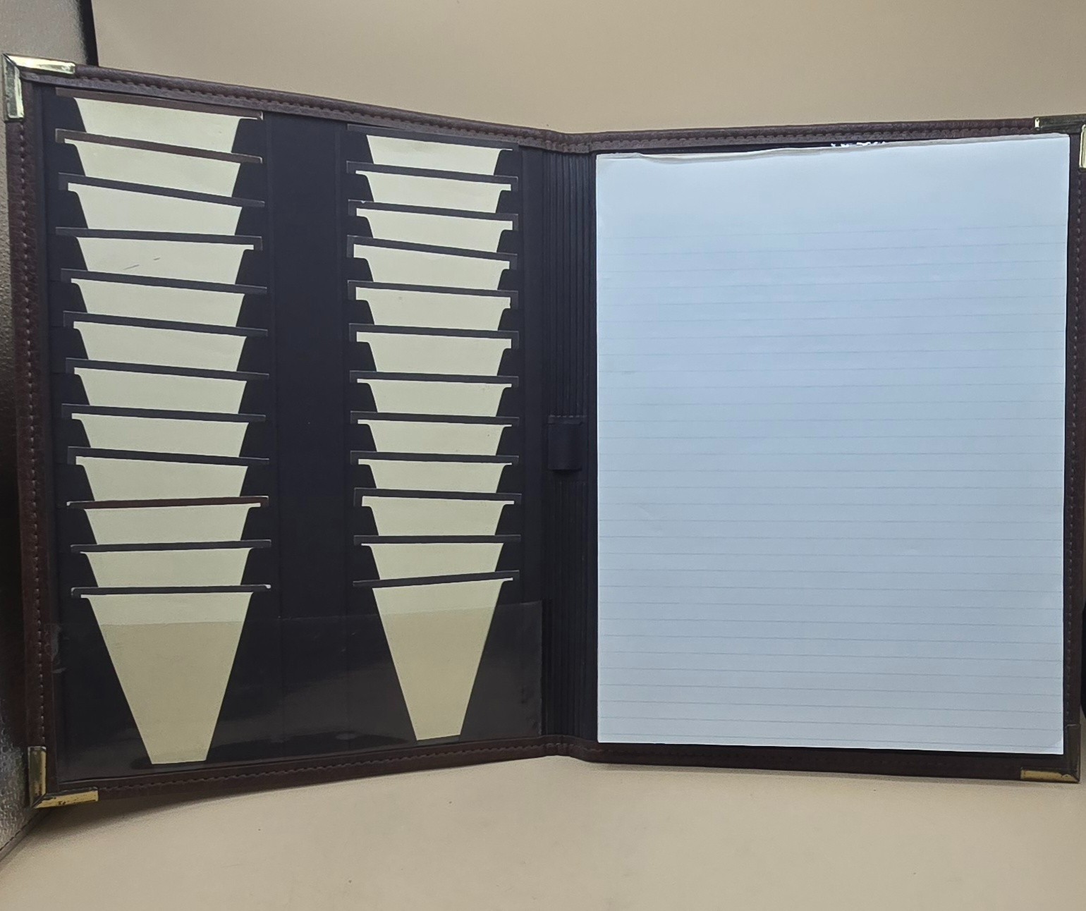 VINTAGE Executive ScanCard Systems Organizer Brown Leather Binder 12.25″x9.25″
