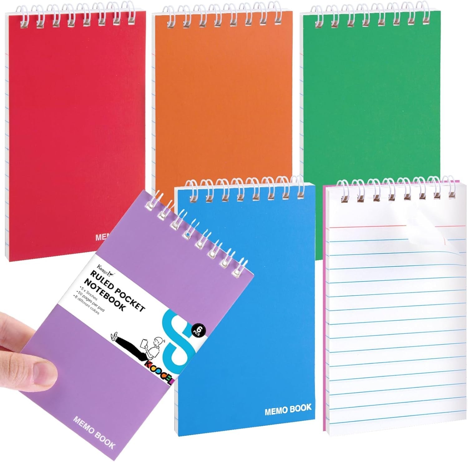 Smooth Writing 3×5 Mini Notebooks – 6 Pack, Ideal for School, Office, and Travel