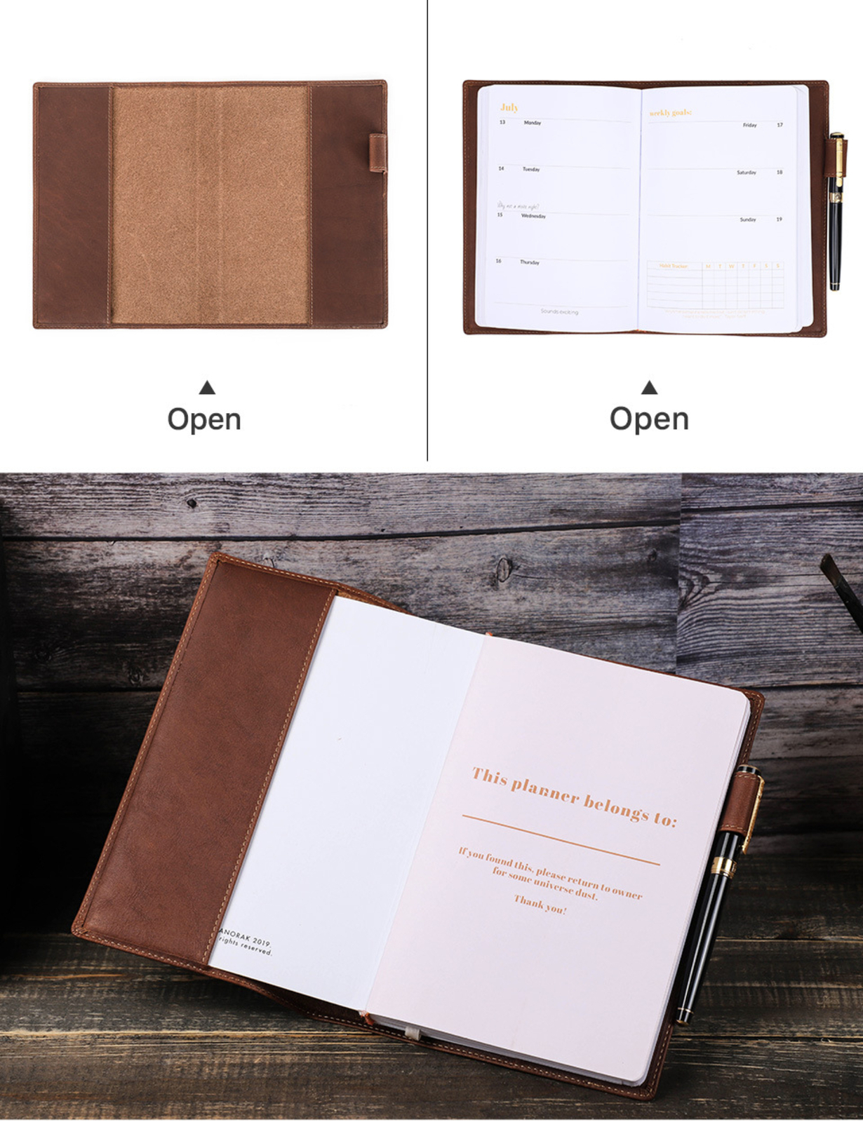 Crazy Horse Leather A5 Notebook Cover with Pen Holder Durable Journal Case