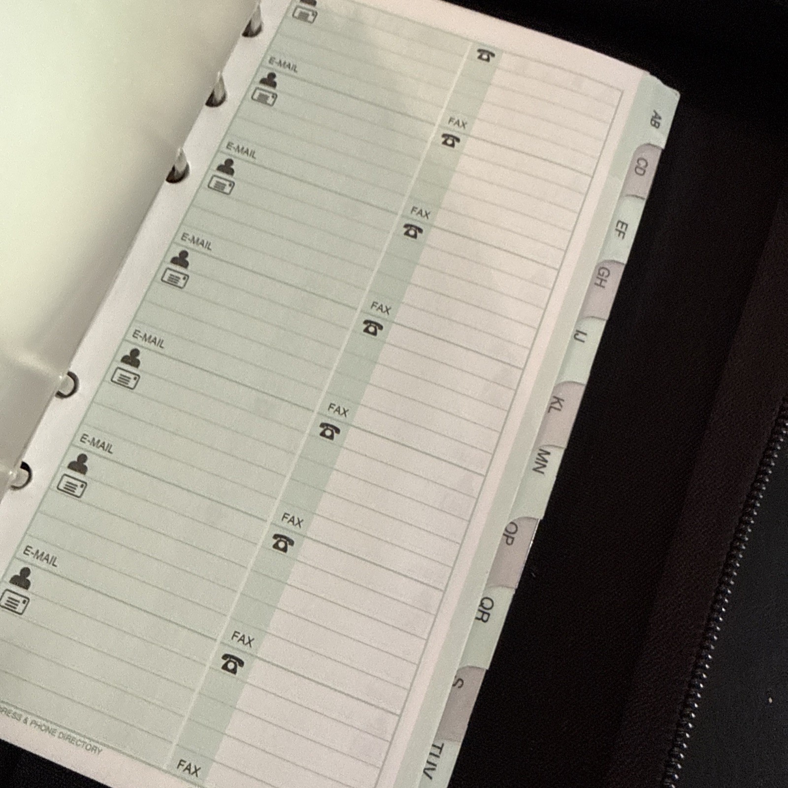 Day Timer Leather Zippered VTG Agenda Planner Address Book Pockets Black