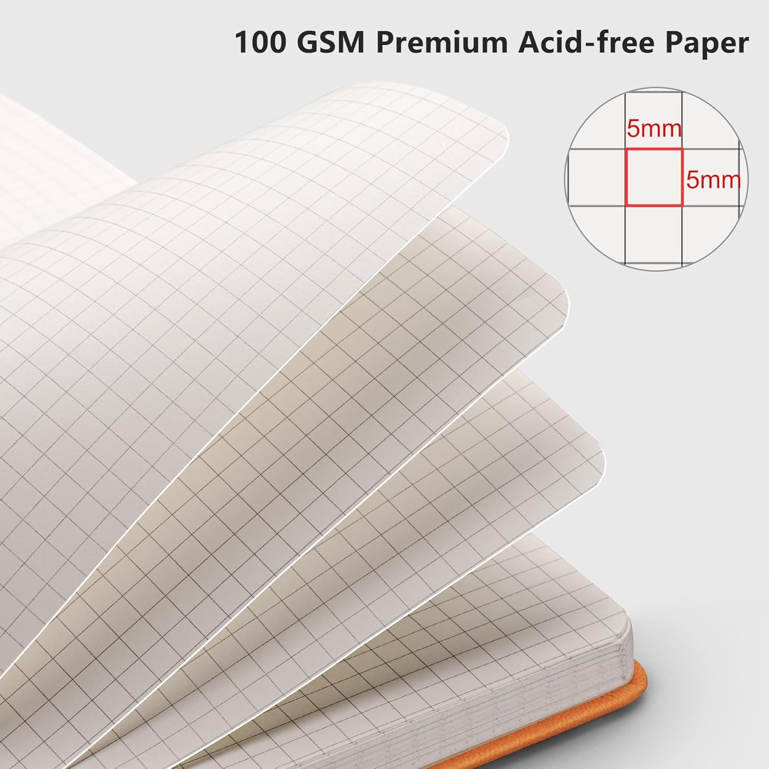 Graph Grid Paper Notebook, 192 Pages, A5 Medium Size (5.7” x 8.3”), 5 Squares