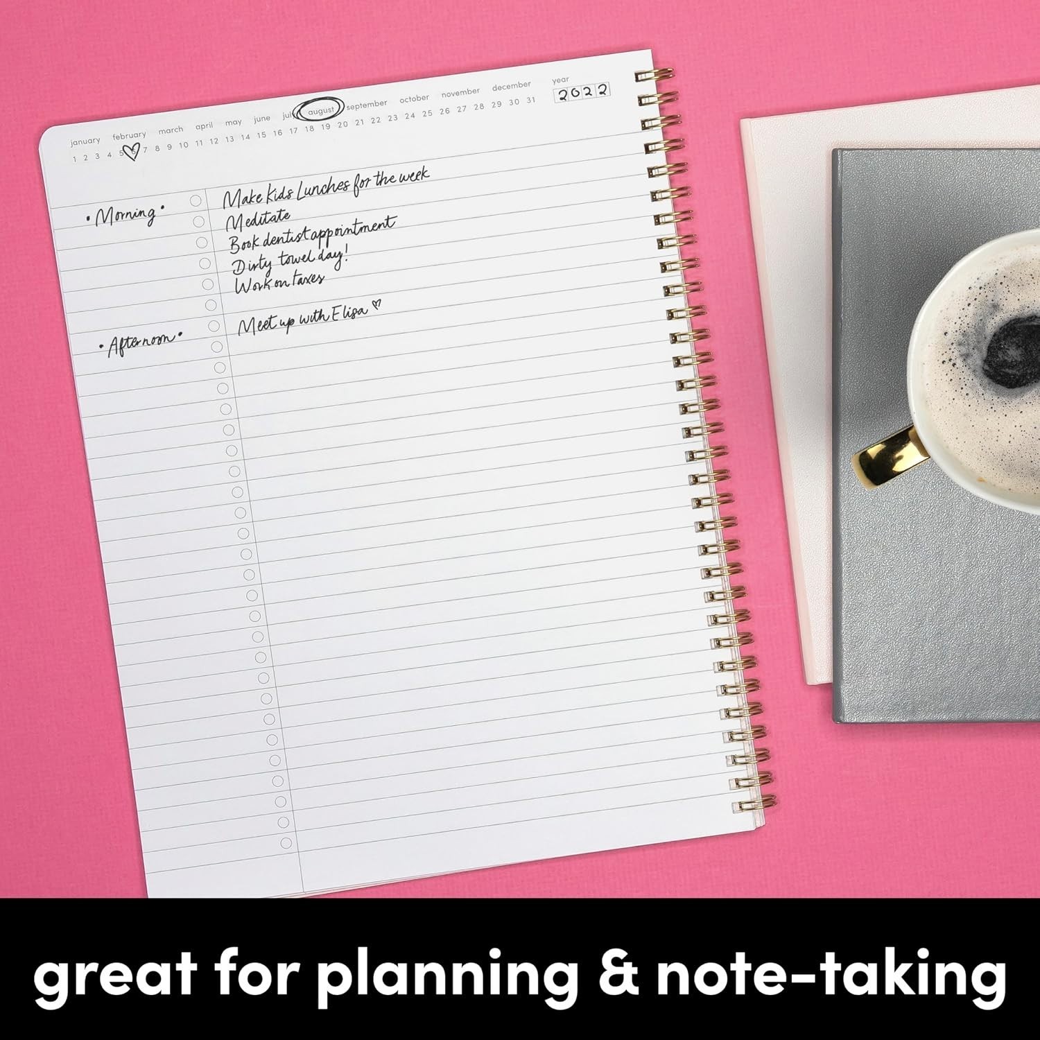 PAPERAGE Undated Daily Planner & To Do List Notepad (Blush), 8.5 in x 11 in