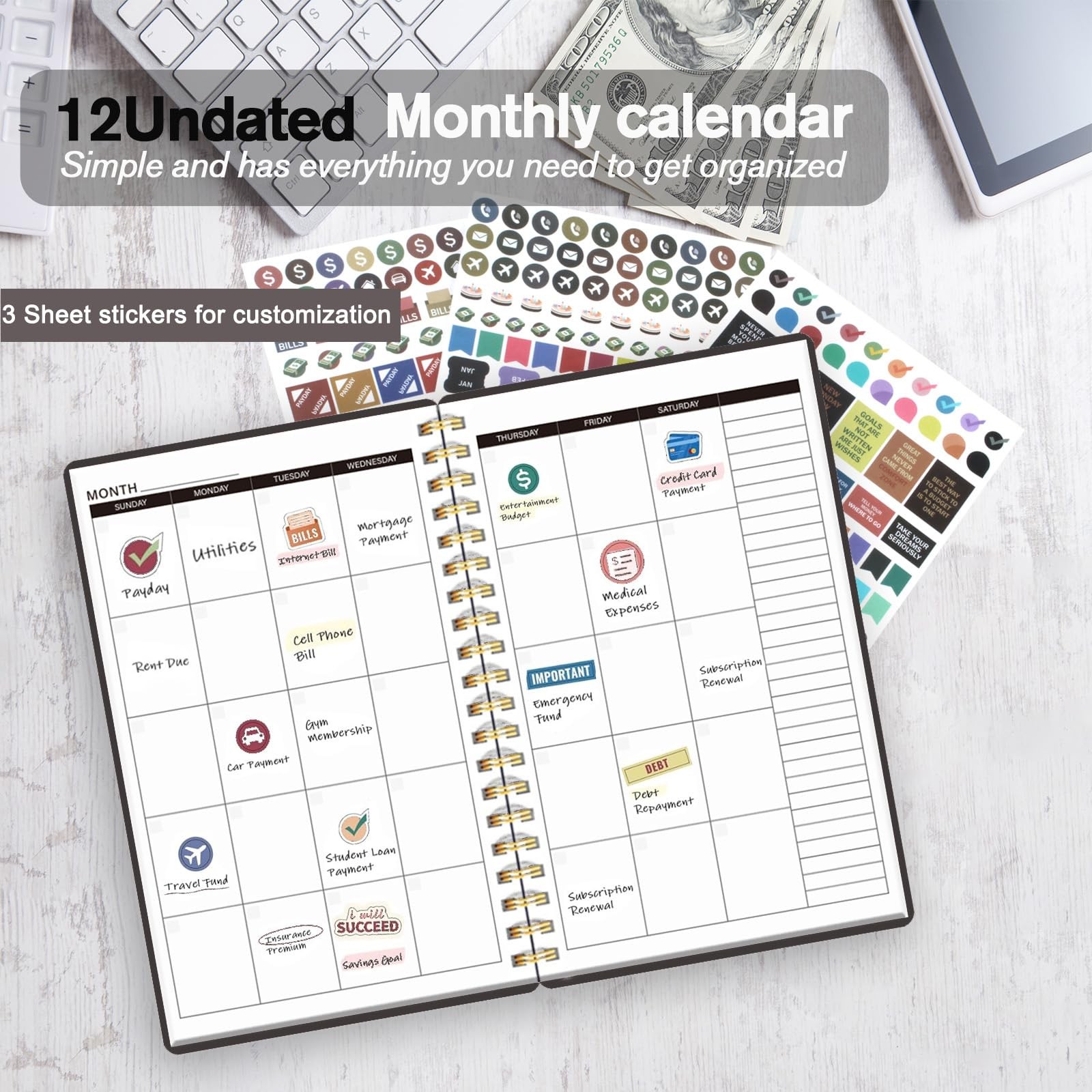 Budget Planner – Monthly Book 160 pages, 5.5 x 8.5 inches, Black