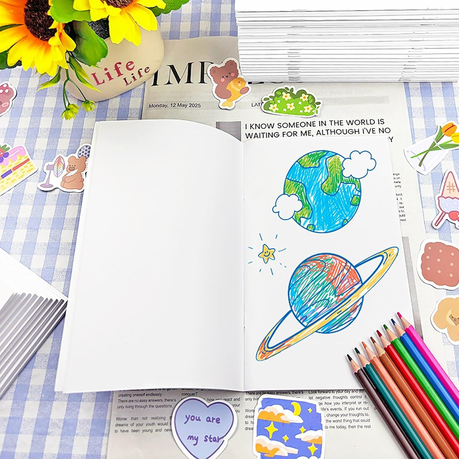 50 Pcs Kids Blank Notebooks, 5.5 x 8.5 Inches, Unlined Journals for Drawing