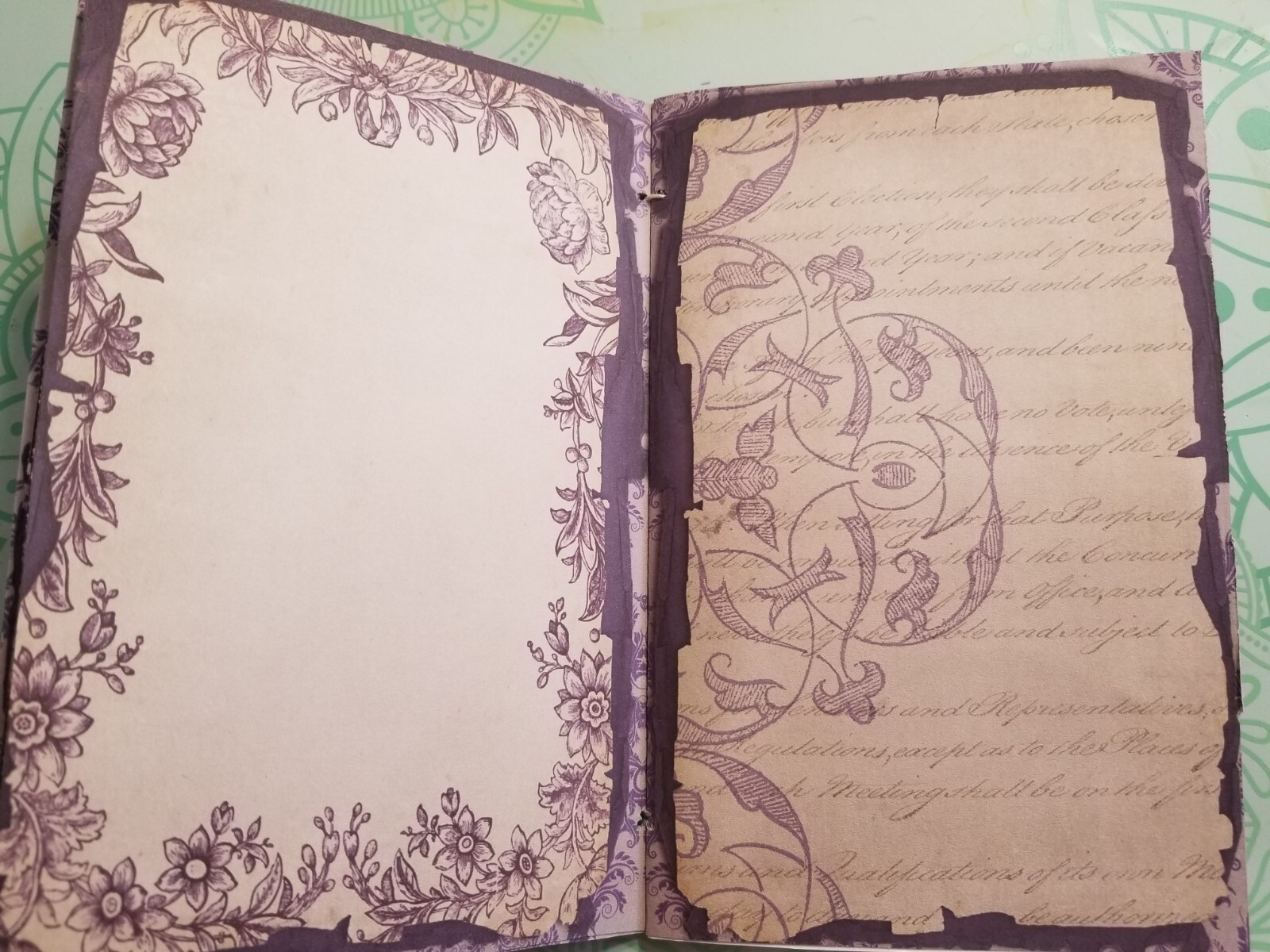 Junk Journal Booklet “LILAC & LAVENDER” HANDMADE Pockets, Cards, Tags, Ephemera