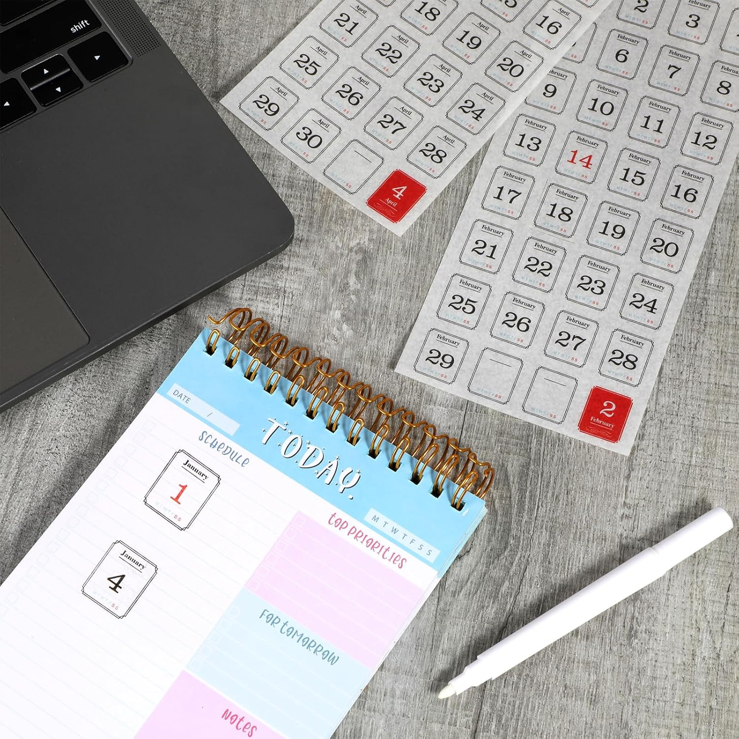 12 Monthly Calendar Stickers for Planners, Undated Calendars, Journals & Noteboo