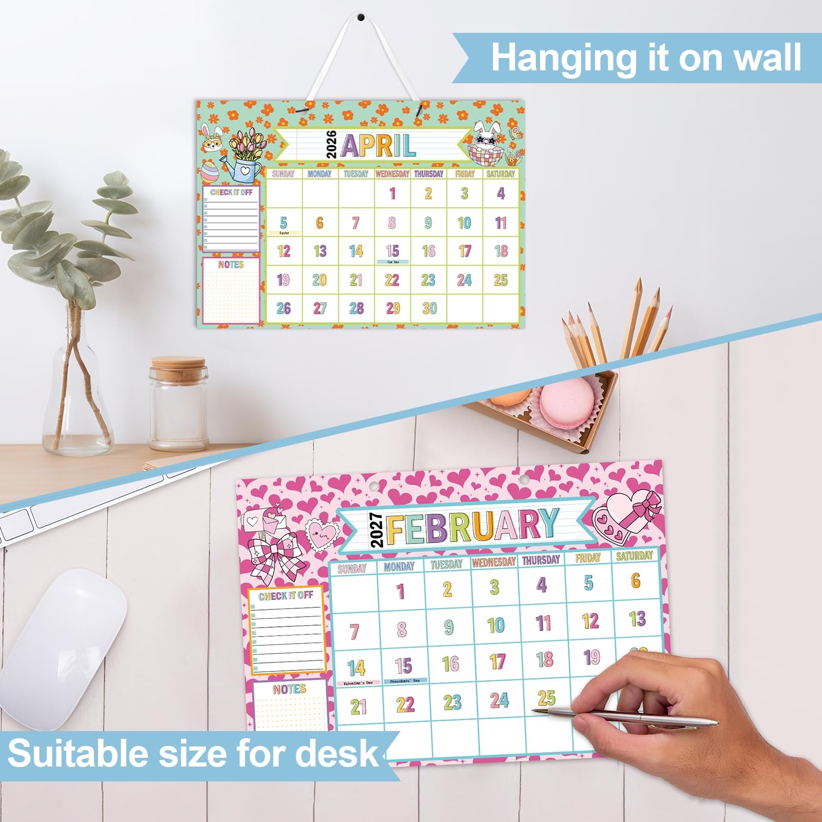 Large Desk Calendar 2026-2027 18 Month Desktop Composition Notebook…