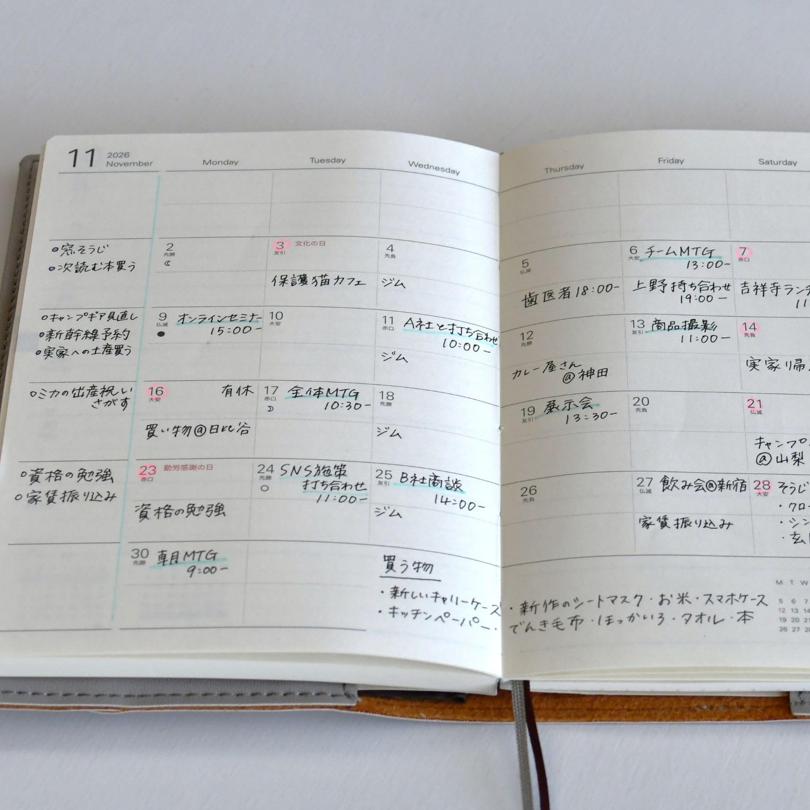 Reimei Fujii Planner Tuck Diary Weekly Left A6 Brown