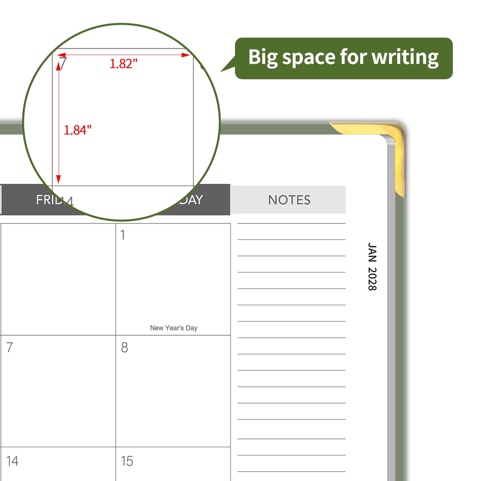 2026-2028 Monthly Planner – 3 Year 8.5 x 11 inches, Green