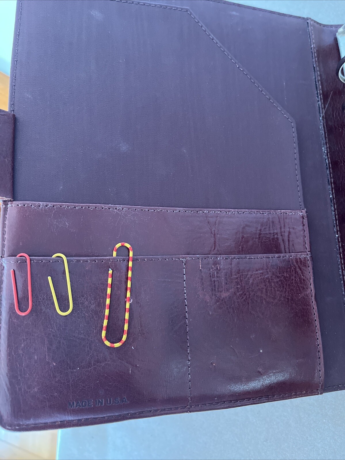Day-Timer Planner Binder Brown Leather 7 Rings Loose Leaf USA Made 1996 Vintage