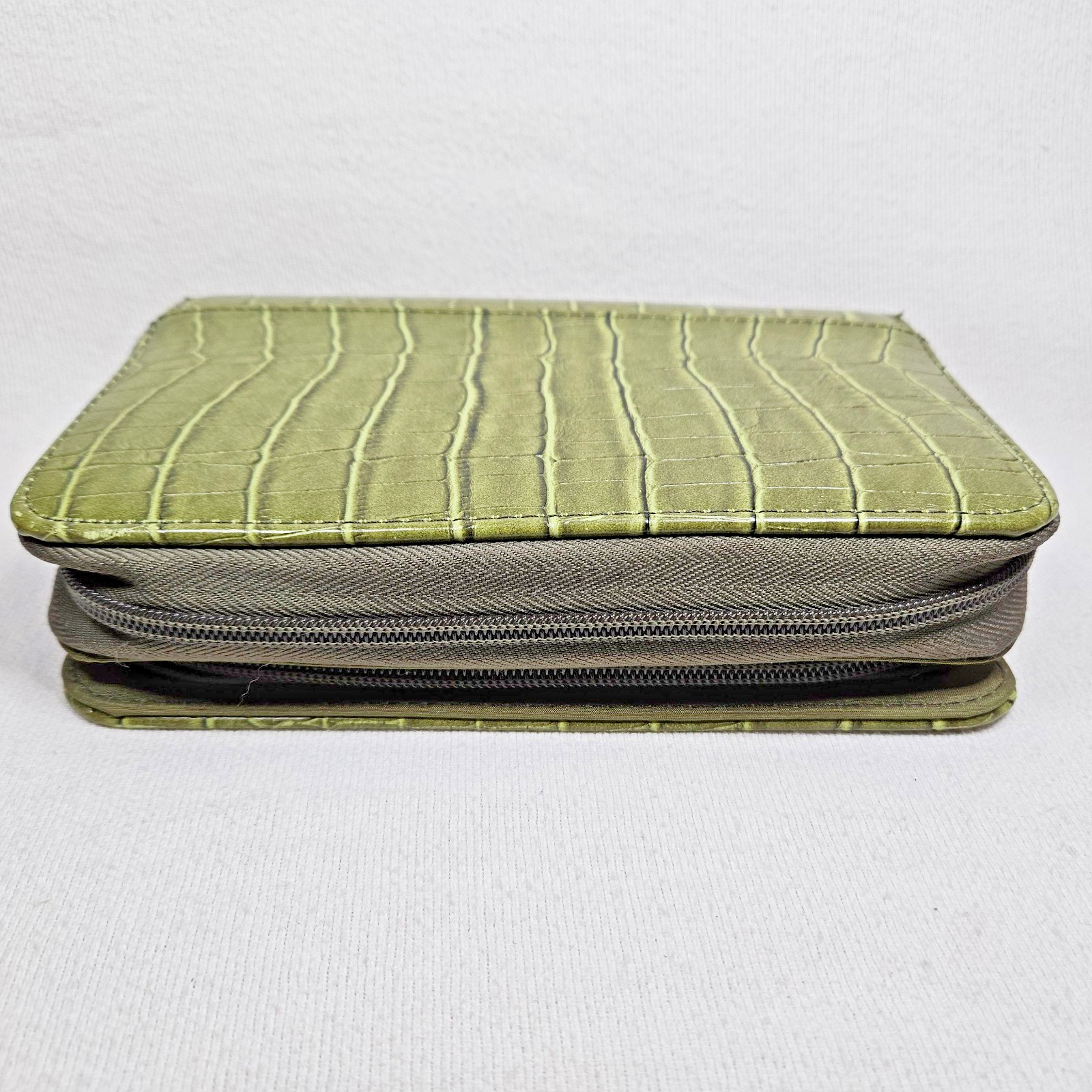 Mundi Mundex Day Planner Organizer Faux Croc Green Double Zip Agenda Unused