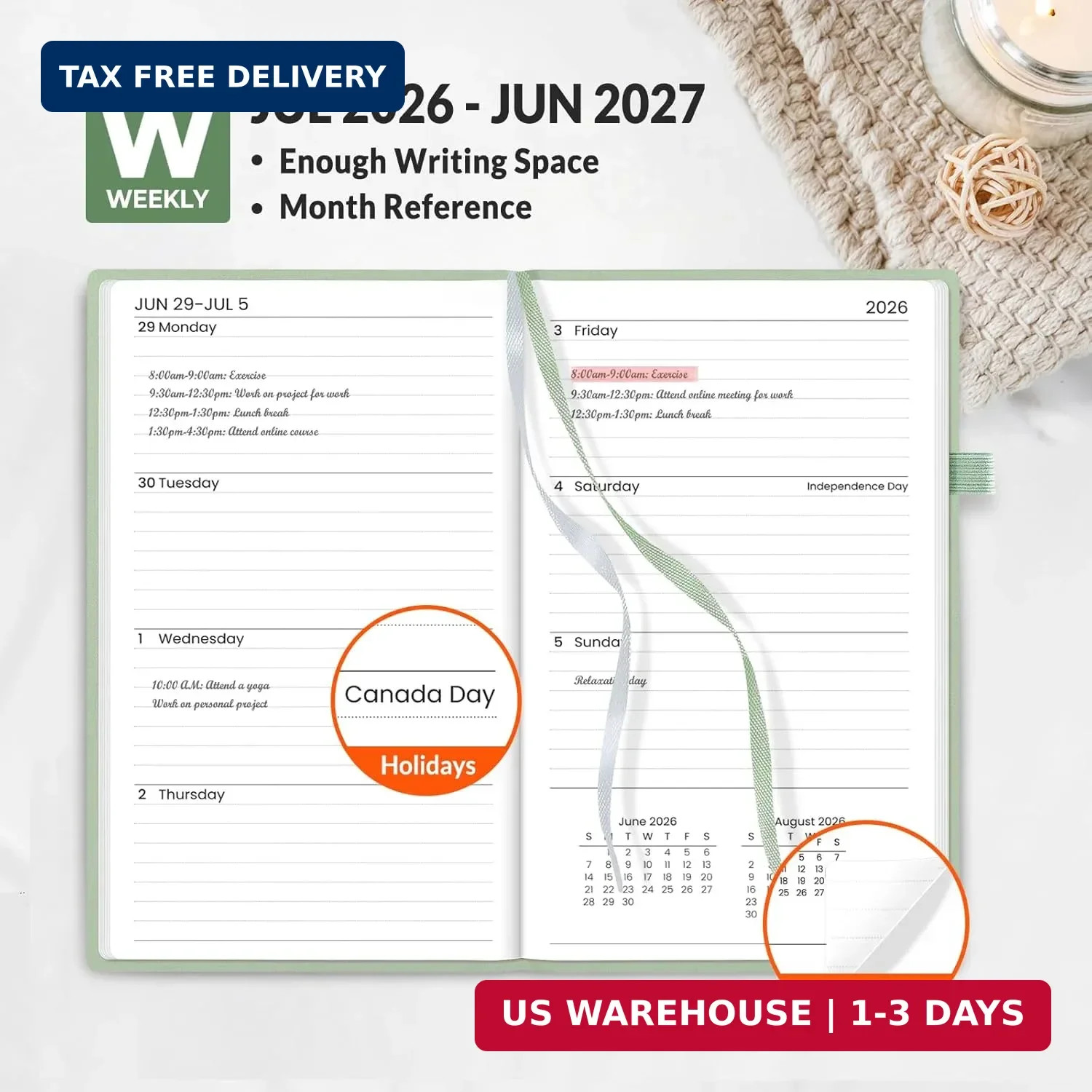 SUNEE 2026-2027 Pocket Weekly Planner for Purse 3.5″ x 6″ – 12 Month (July 2026