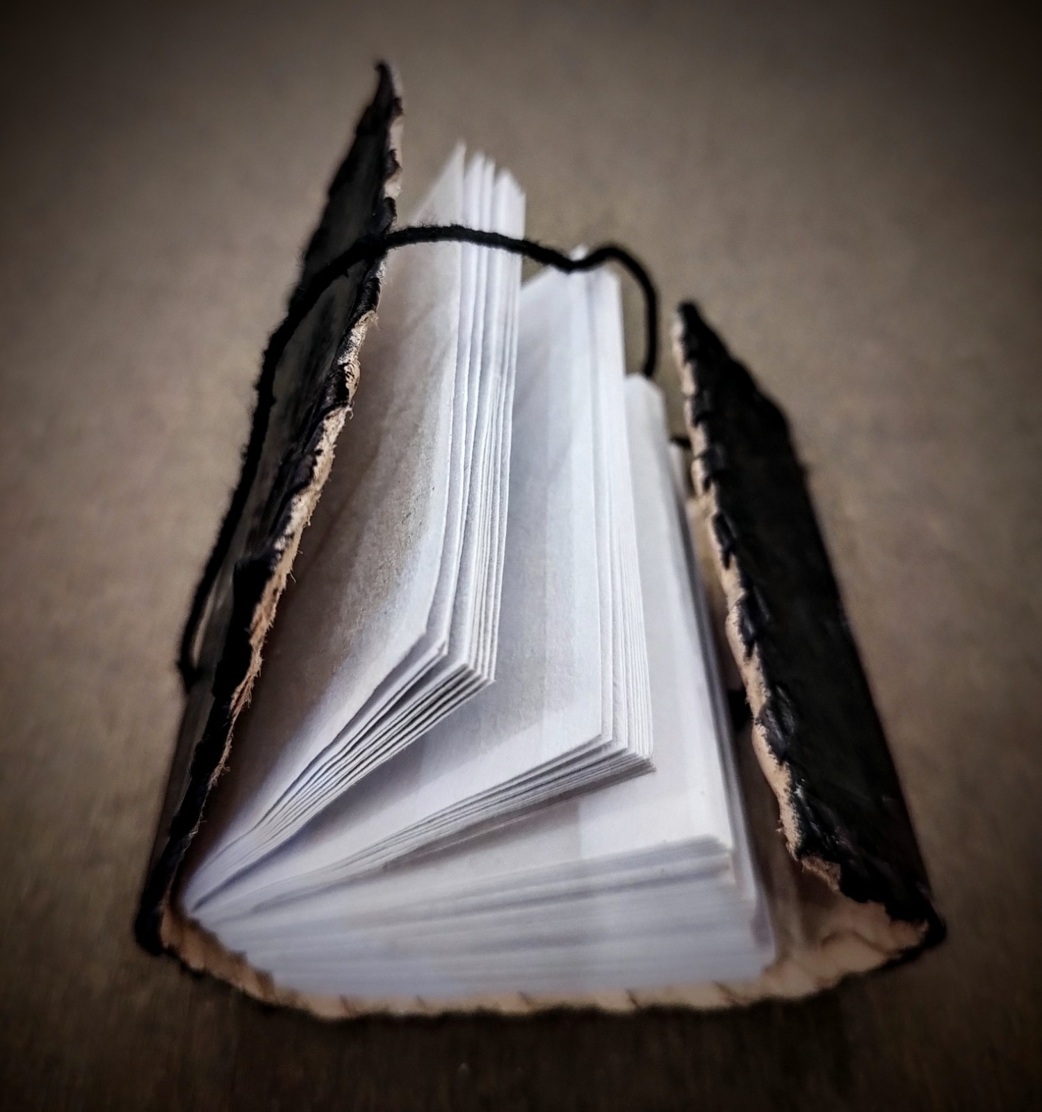 Handmade Black Tree of Life Leather Pocket Journal – 3×4 Inch Refillable Notepad
