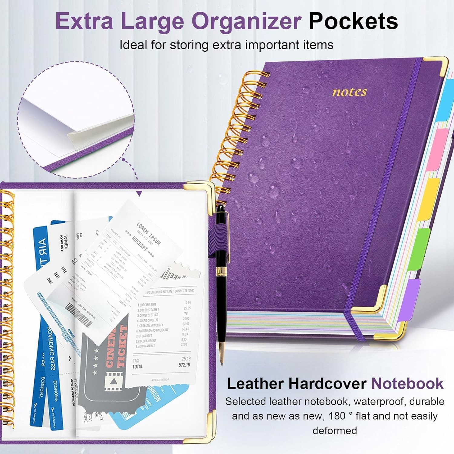 Hardcover Spiral Notebook 8″x10″ Journal Notebook with Tabs and Removable Div…
