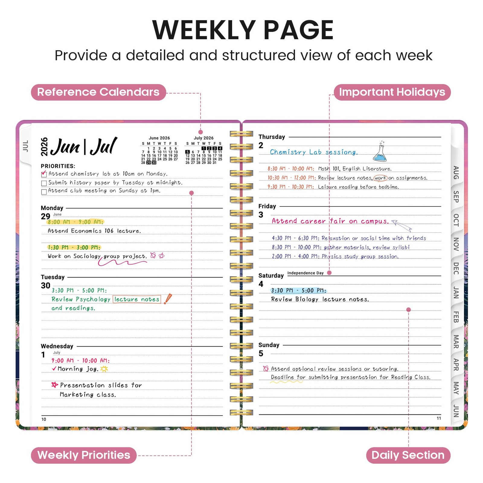 Planner 2026-2027, Academic Monthly and (6.3″x8.5″)a5, M-Dreamscape Hills