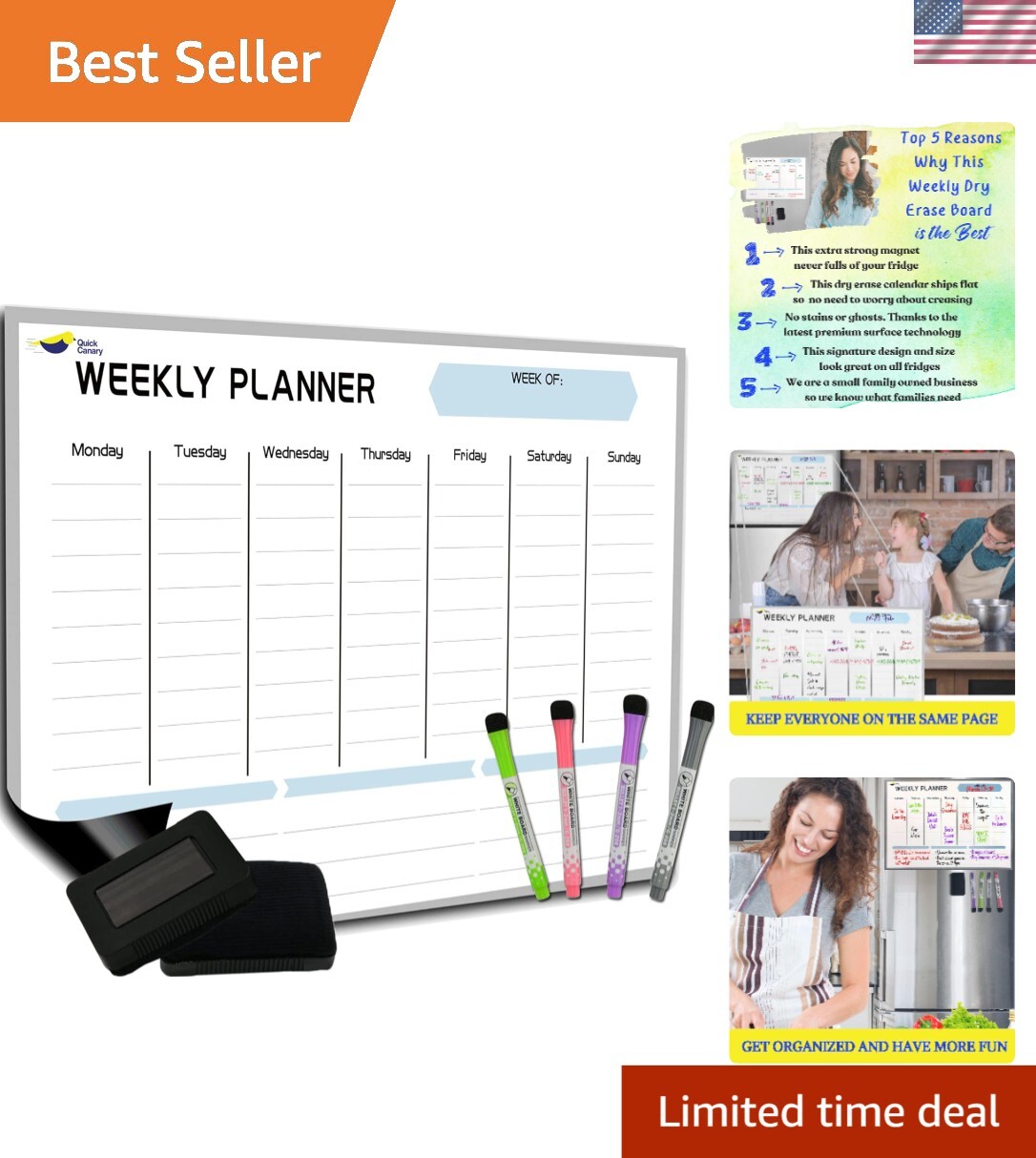 Large Magnetic Dry Erase Board Calendar – 2025 Weekly Planner for Busy Lives