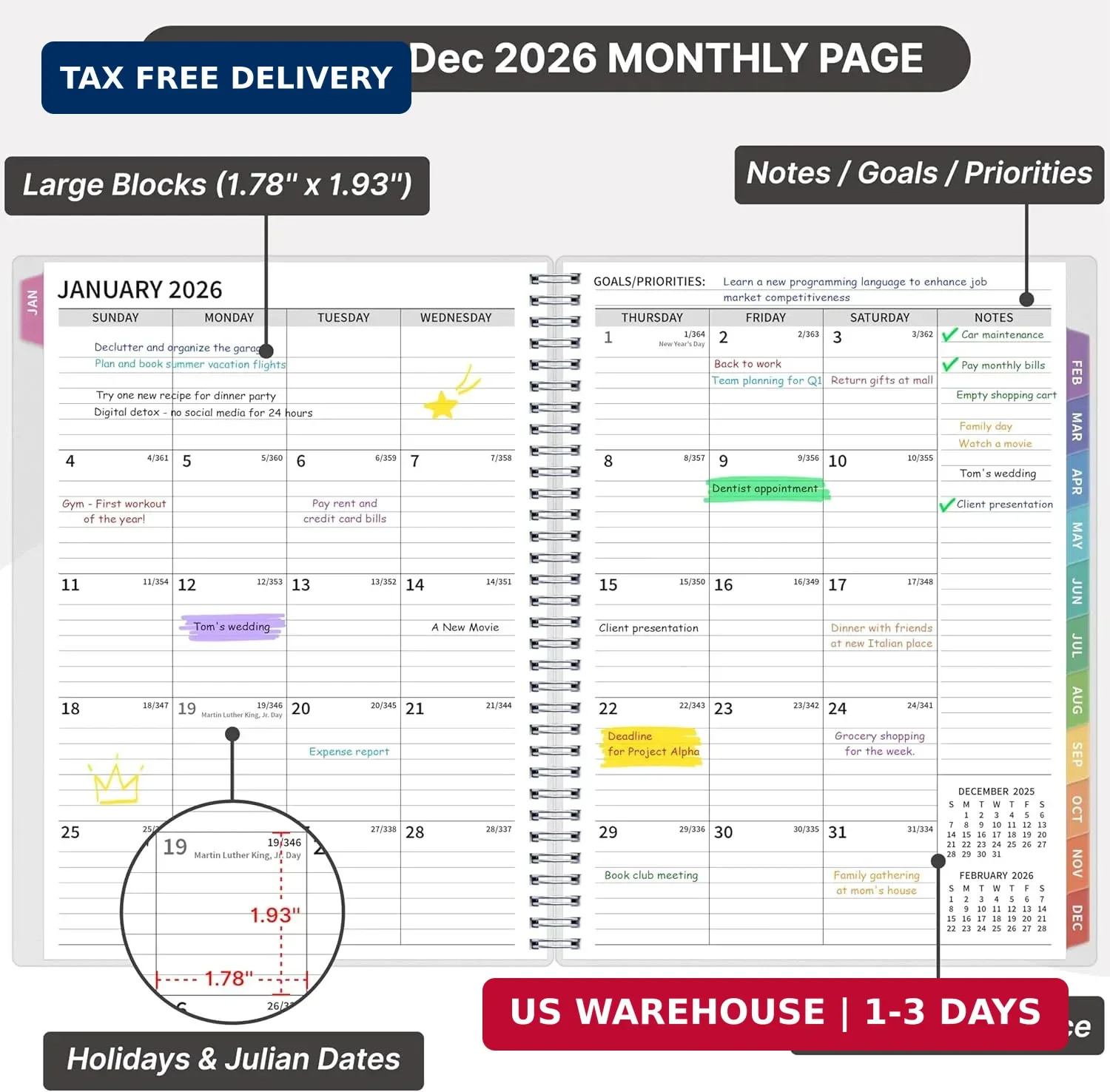 2026 Appointment Book, 30 Minutes-Hourly, Weekly & Monthly Calendar Planner 2026