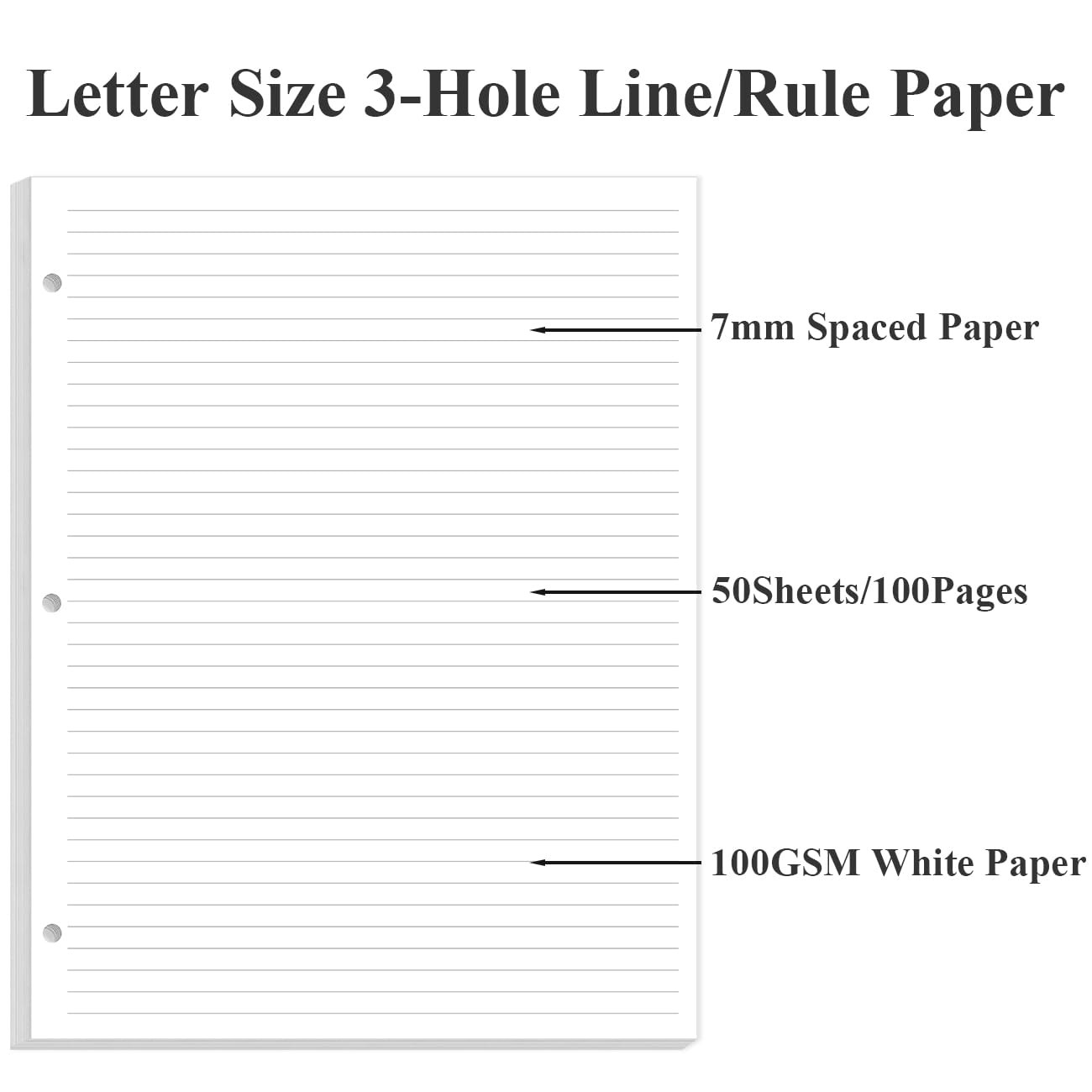 Loose Leaf Paper 3 Hole 50 Sheets/100 Pages 5 Sheets Dividers A4 Binder 8.5″ x