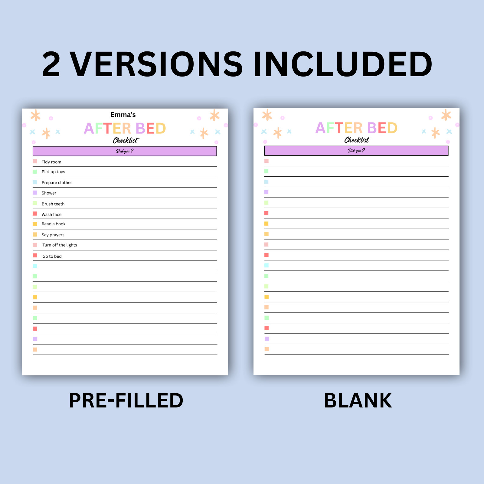 Digital | Before School, After School, After Bed Editable Kids Chores Bundle PDF