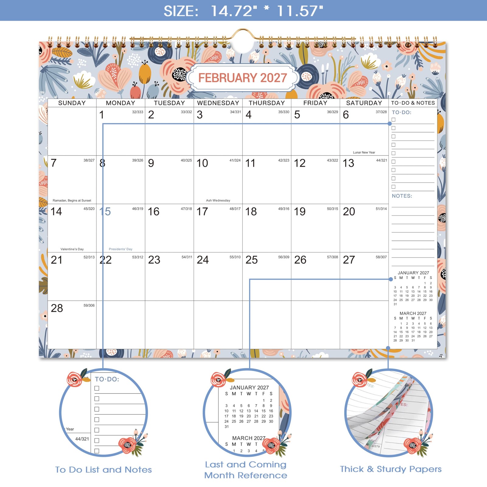 Calendar 2026-2027, 18 Months Wall from July 2026 to December Green