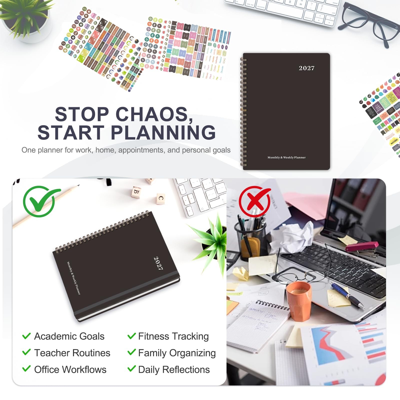 2027 Planner, Weekly And Monthly Calendar Planner Book, Jan 2027 – Dec 2027