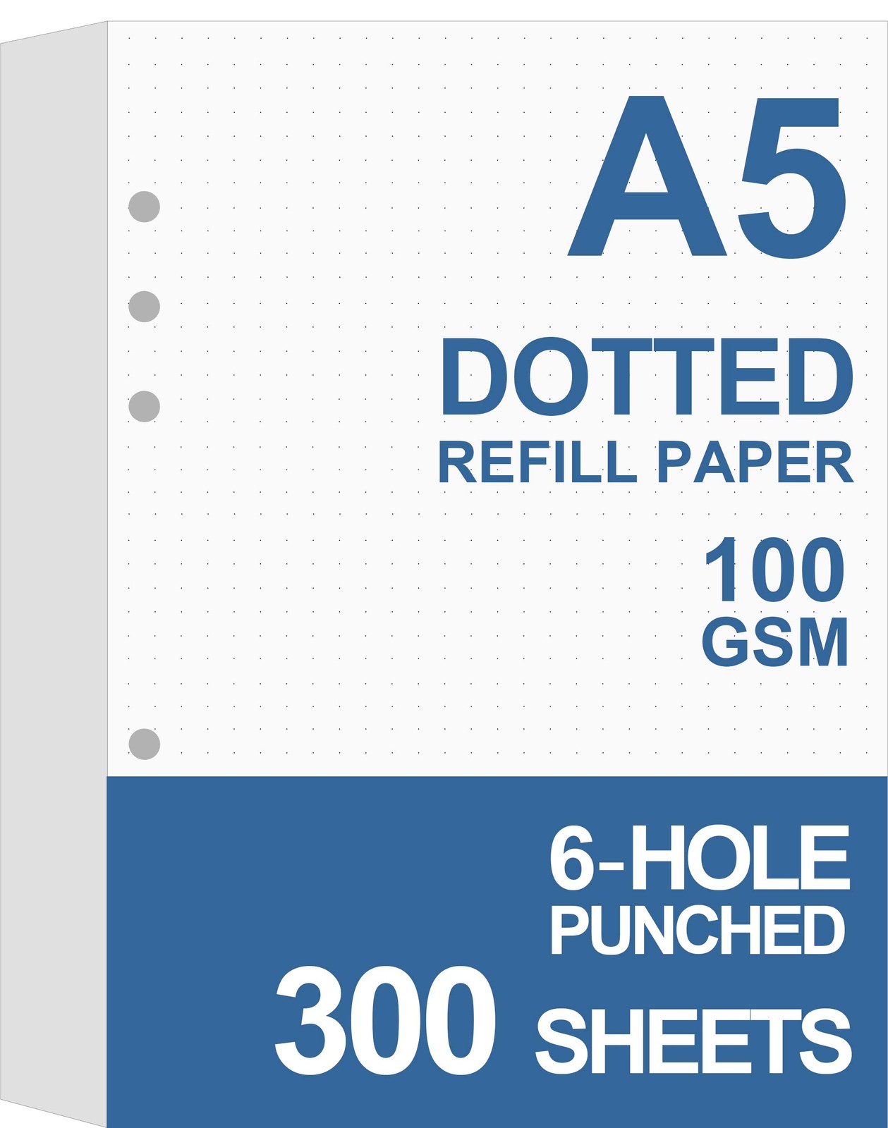 (3-Pack) A5 Dotted Refills Paper for Filofax 300 Sheets, White