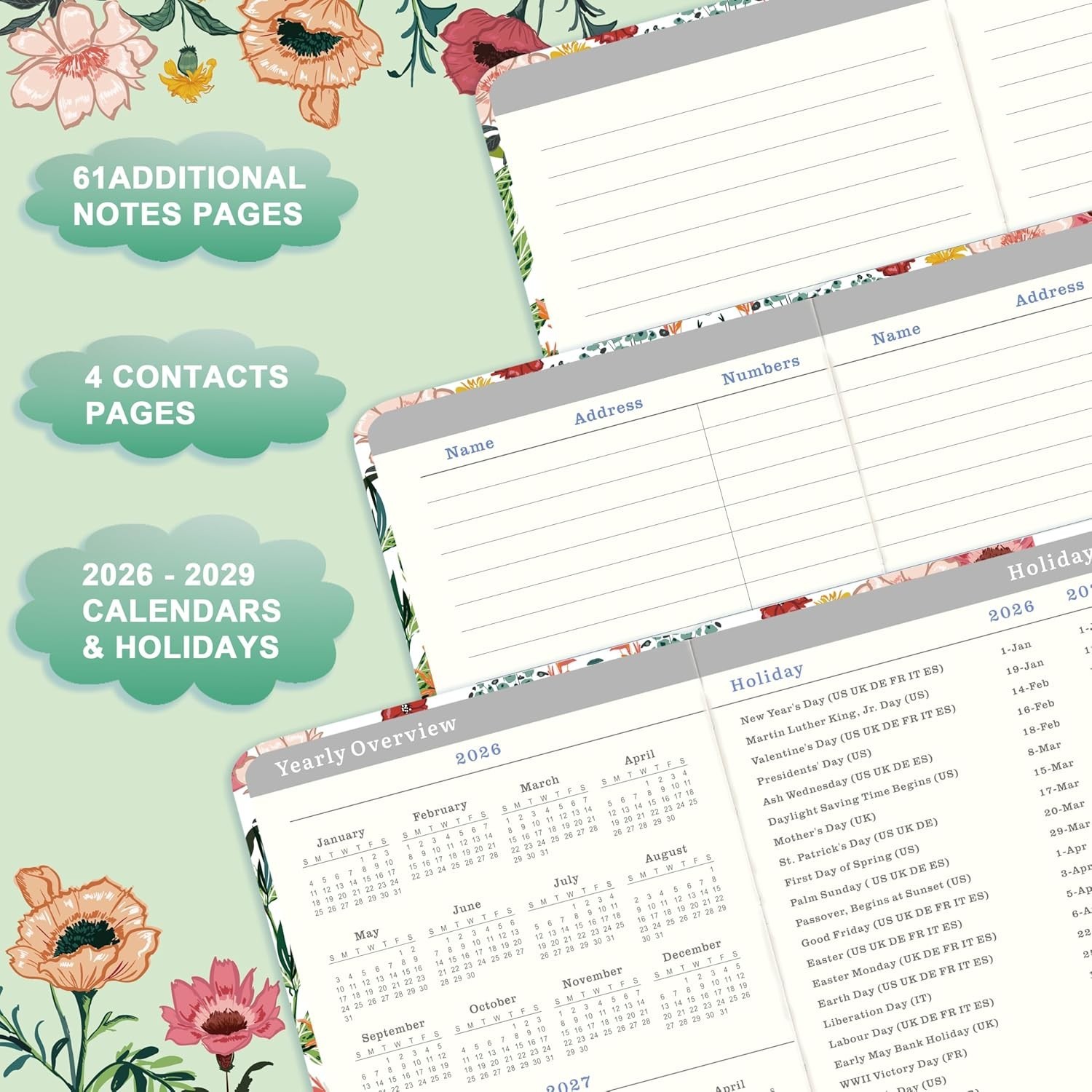 2026-2029 Pocket Calendar Planner Compact Long Term 3 Schedule