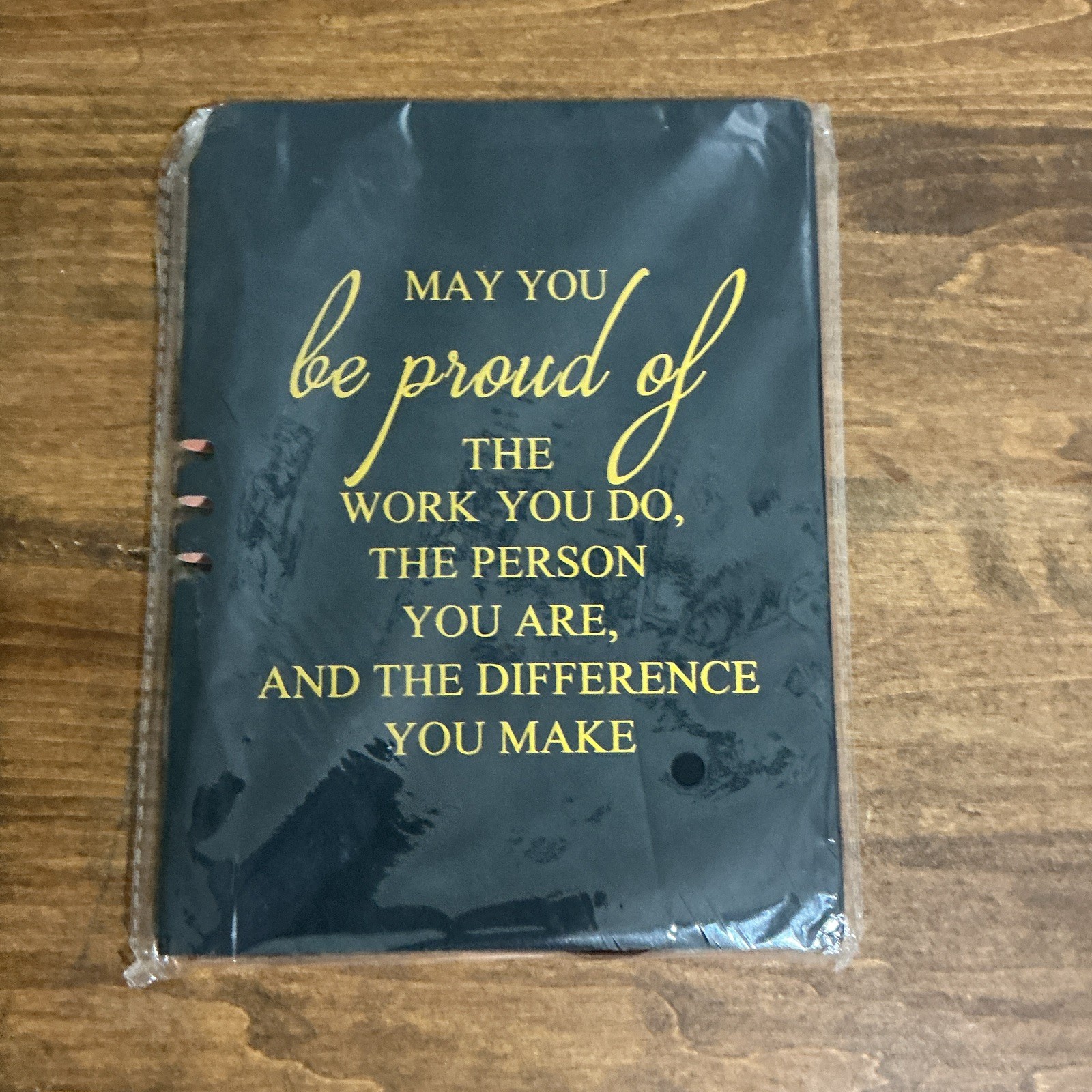 Black Hardcover Journal With Gold Inspirational Quote & Elastic Band Closure