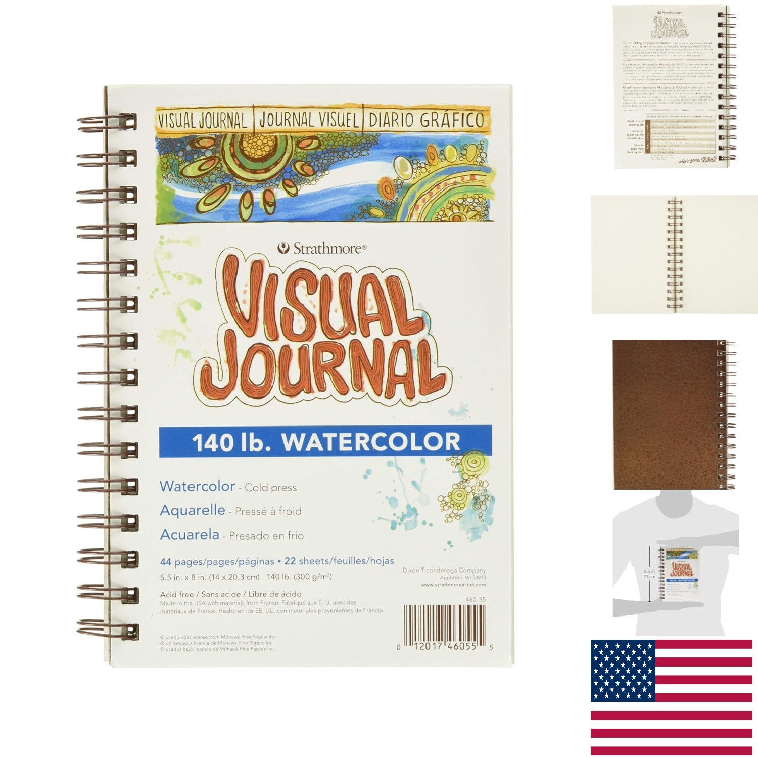 5.5×8 Watercolor Journal, 140 LB Cold Press Paper, 22 Acid-Free Sheets