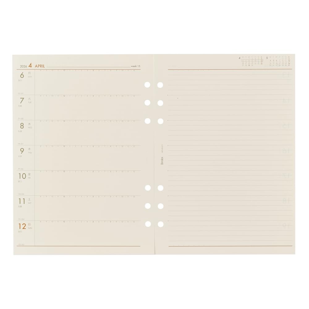 NOLTY Planner Refill, 6-Hole, 2026, A5 Weekly, A5-011