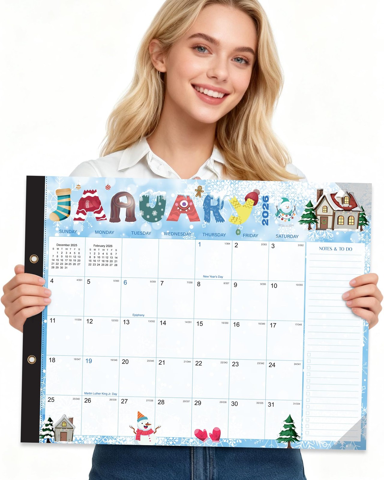 2026-2027 Large Desk Calendar with Waterproof Plastic Cover 2026 18-month