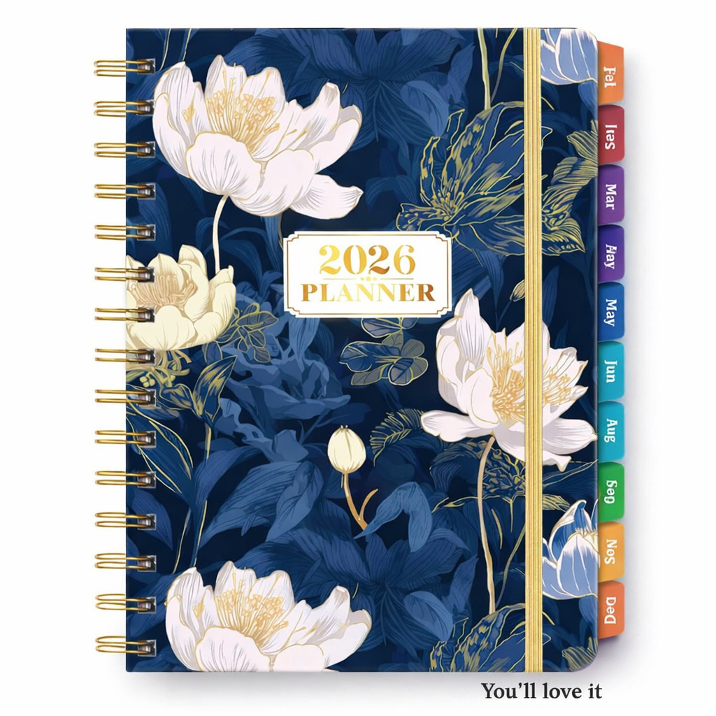 2026 Weekly & Monthly Planner Jan–Dec, 6.4×8.5 Hardcover with Tabs & Pocket