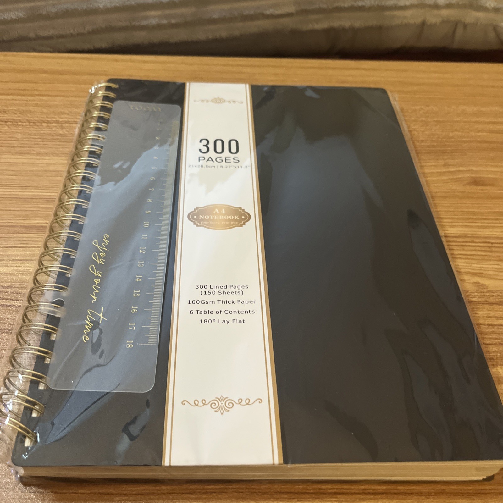 300 Lined Pages(150 Sheets) 100GSM Thick Paper 6 TOC Black 180degree Flat