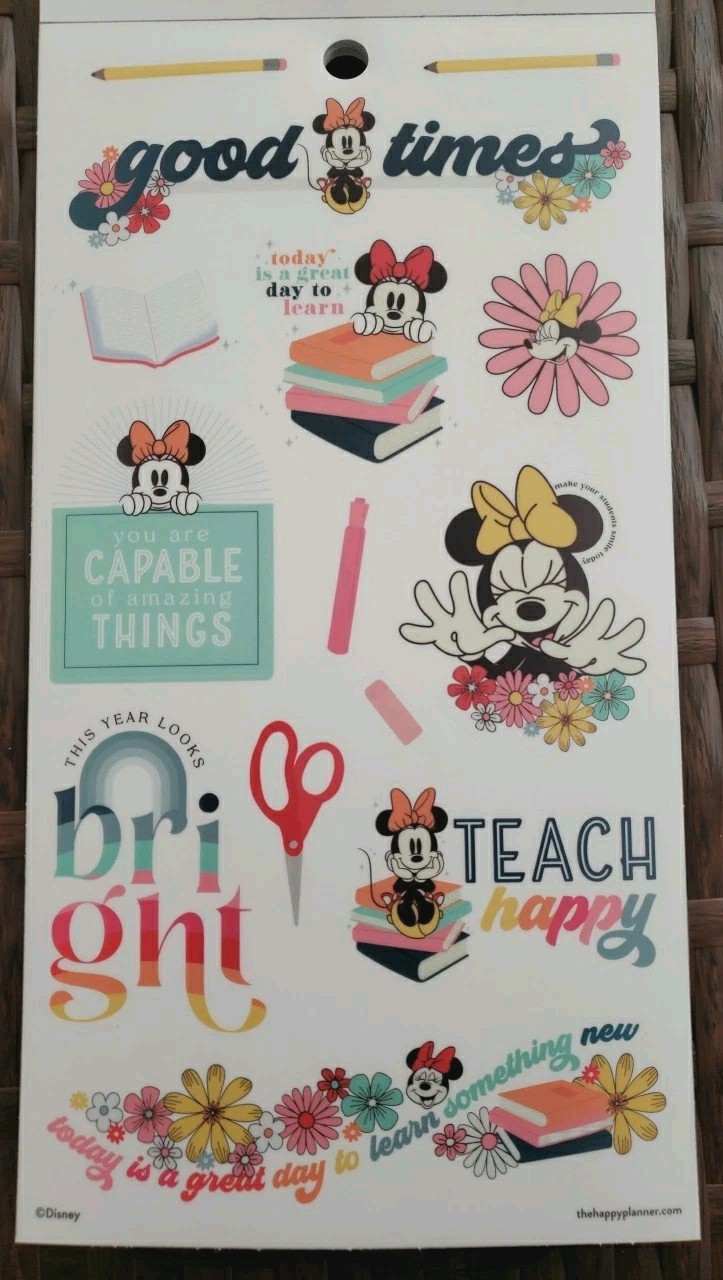 Happy Planner ~ Disney Sunny Minnie Mouse Teacher ~ Value Pack Stickers 515 Pcs