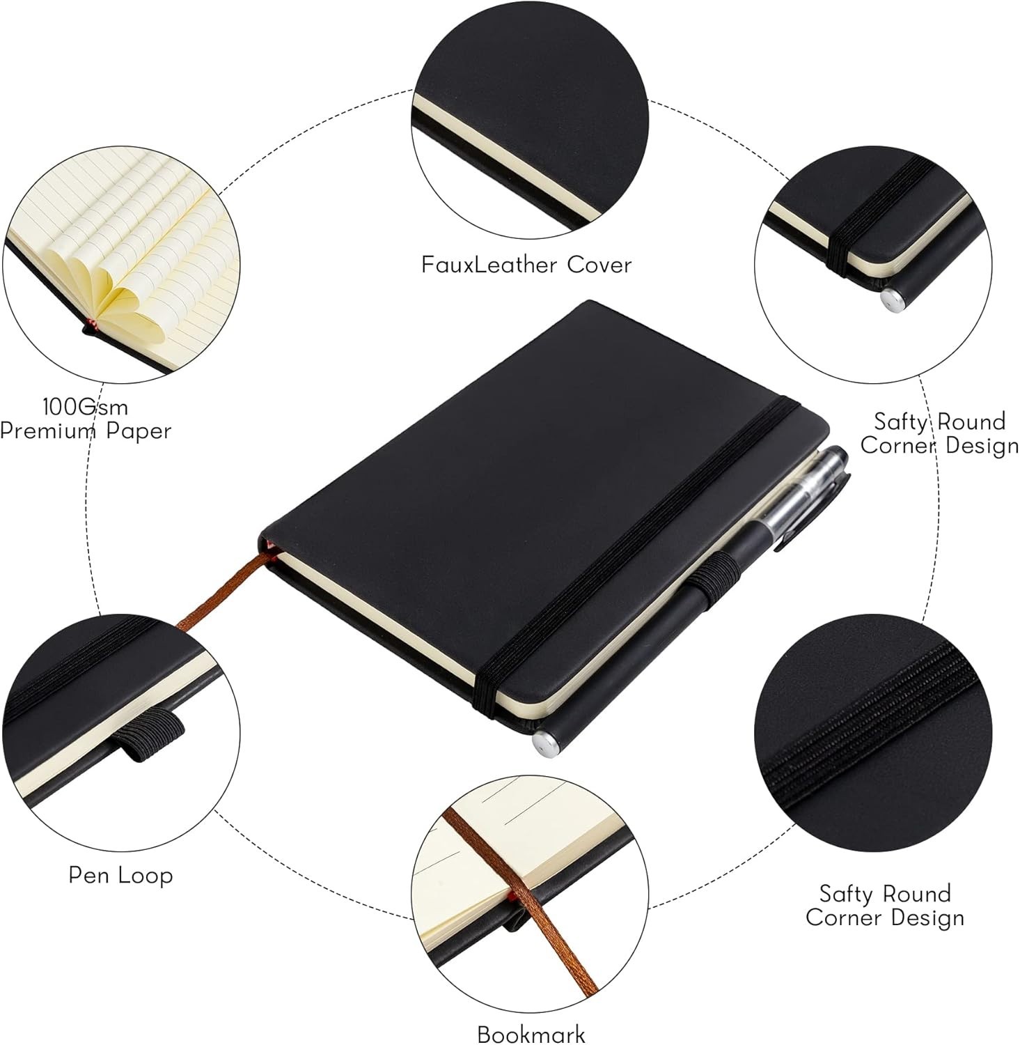 2-Pack Leather Pocket Notebooks – 4×5.7 Inches, 200 Pages for Stylish Note-Ta…