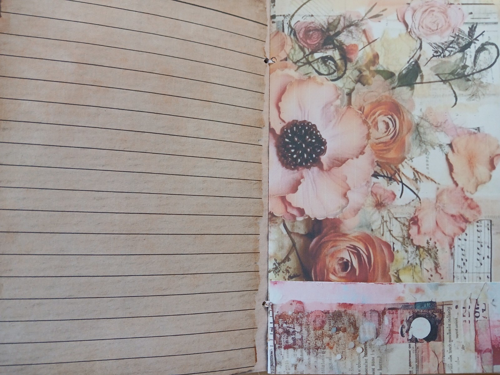Junk Journal Booklet “3D FLOWERS 2″ Lg 6″x9” 40pg Dimensional Florals In Pink