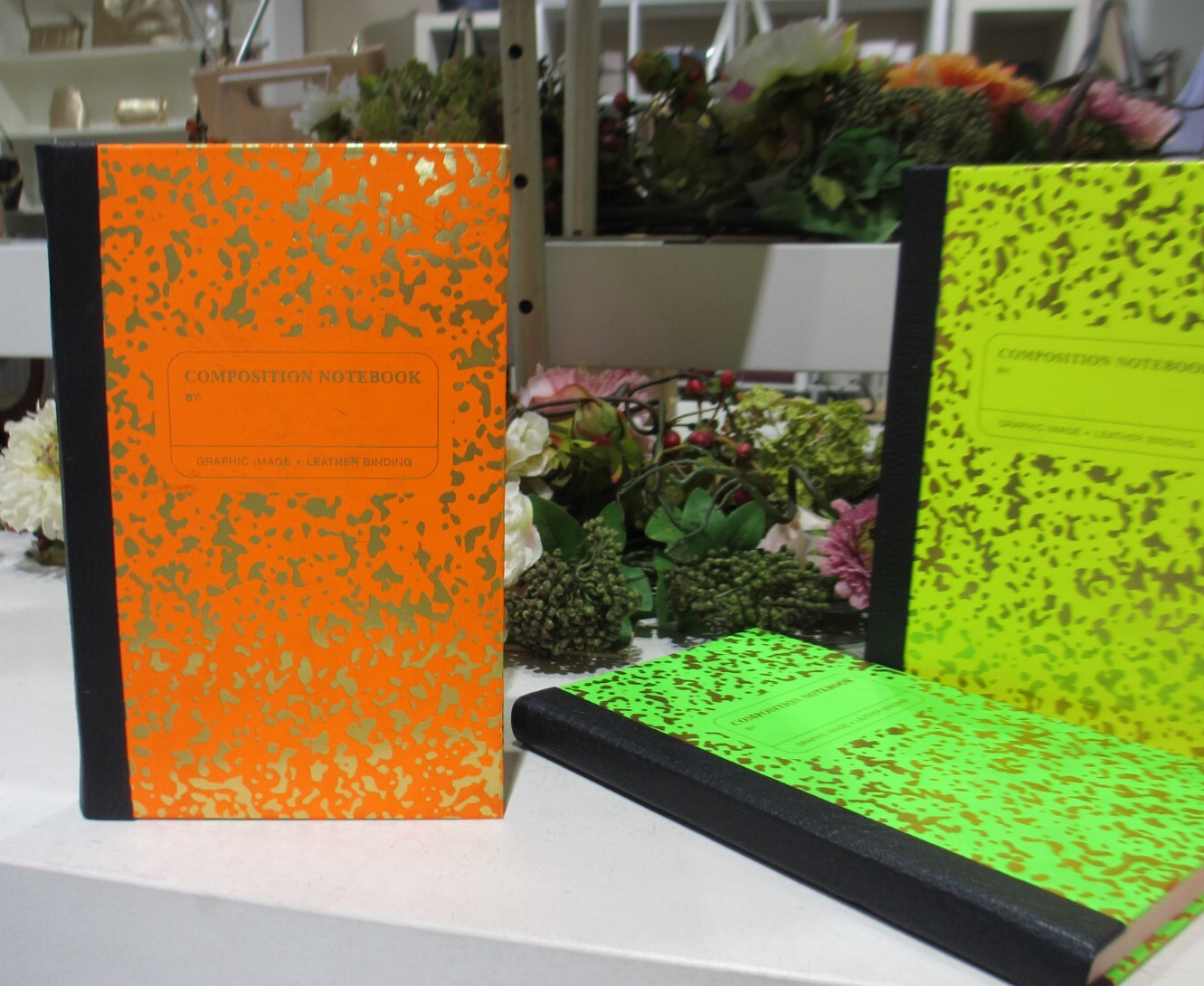 Graphic Image Composition Notebook Hardcover 224 Lined Pgs Neon ORANGE