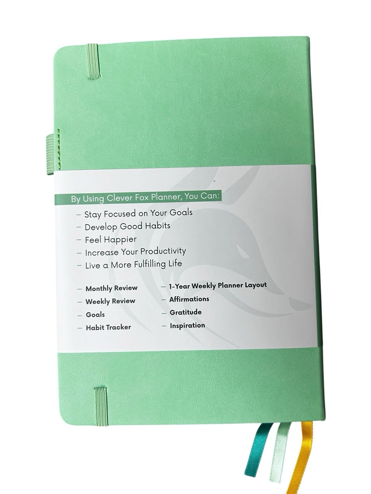 NEW OPEN BOX Green Clever Fox Daily Planner – Non-dated Weekly Plan Notebook