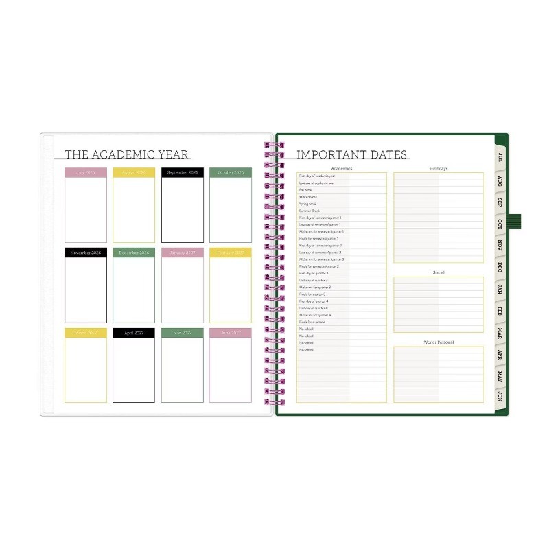 Blue Sky Your Year College Weekly/Monthly Planner Wirebound 7″x9″ Green Date