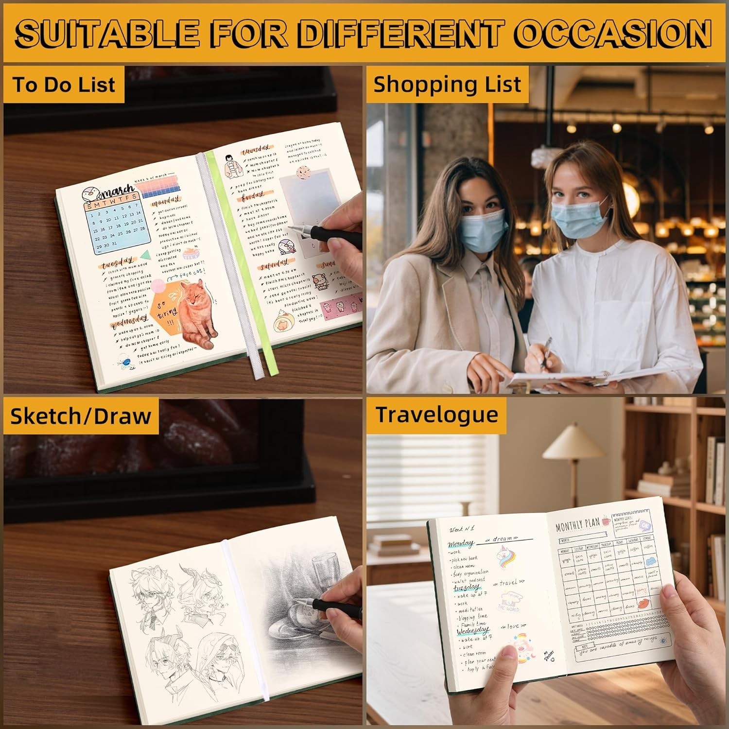 Luxury 3.9×5.5 Blank Journal: Waterproof Leather Cover, 400 Pages for Creativity
